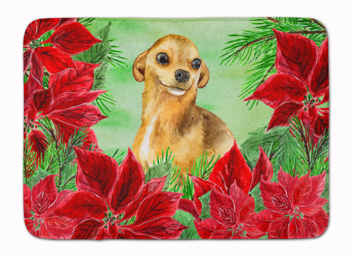 Chihuahua Poinsettas Machine Washable Memory Foam Mat CK1306RUG - the-store.com