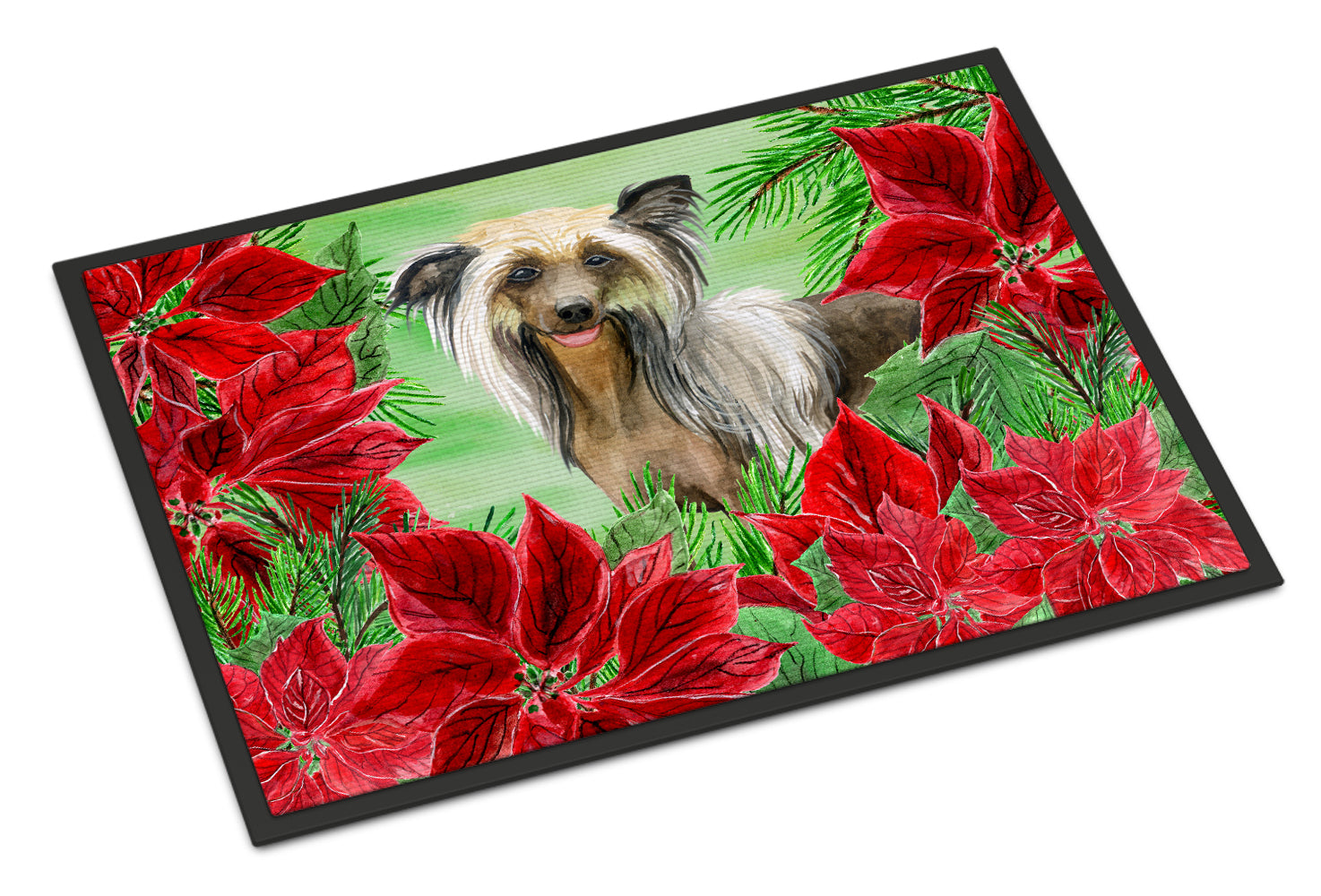 Chinese Crested Poinsettas Indoor or Outdoor Mat 18x27 CK1307MAT - the-store.com