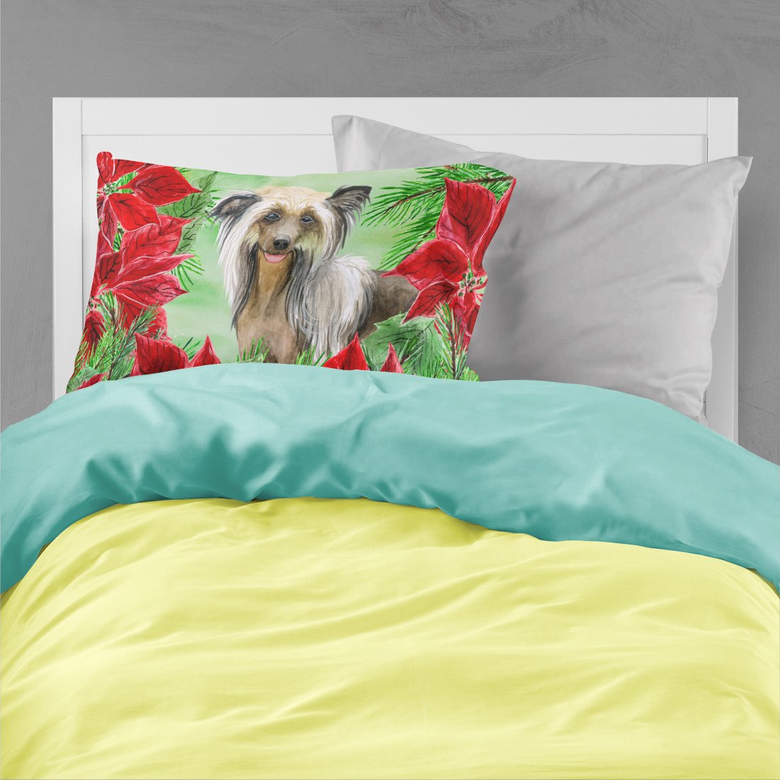 Chinese Crested Poinsettas Fabric Standard Pillowcase CK1307PILLOWCASE by Caroline's Treasures