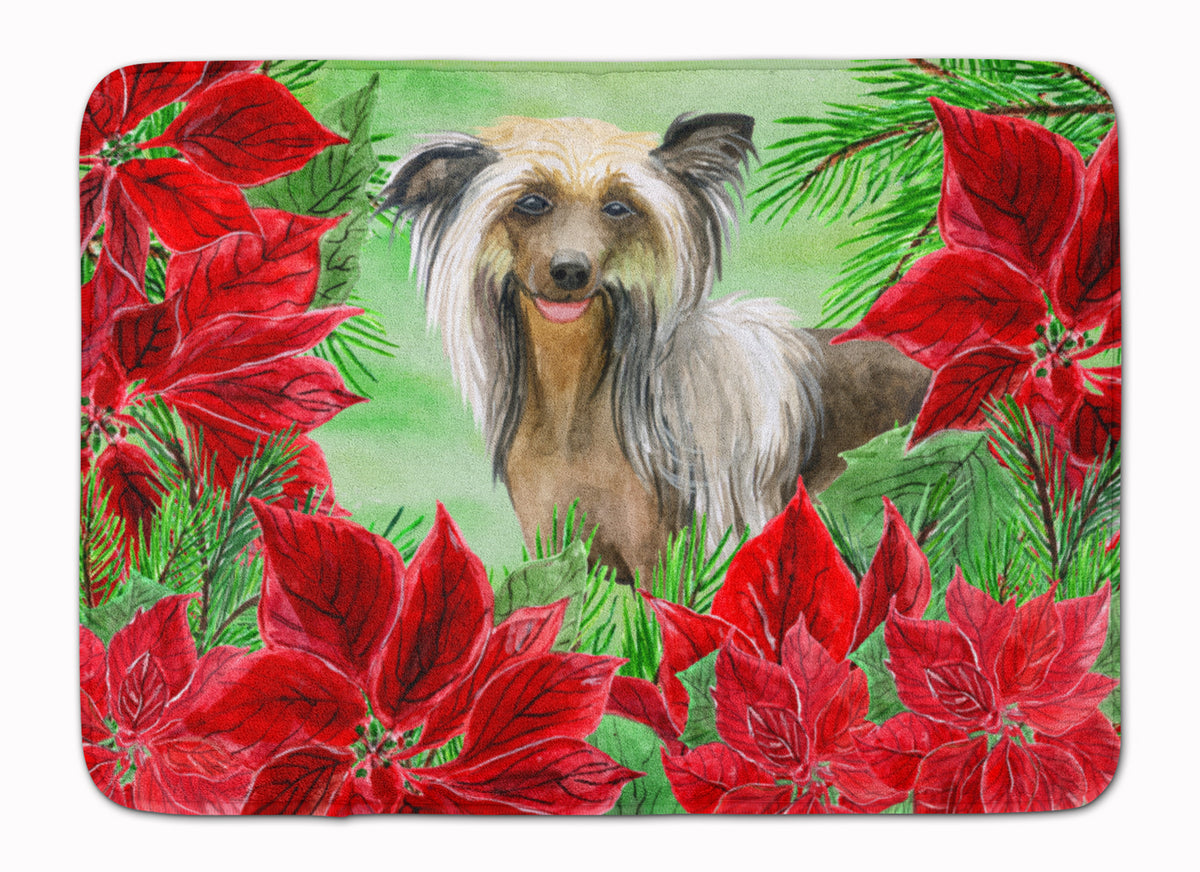 Chinese Crested Poinsettas Machine Washable Memory Foam Mat CK1307RUG - the-store.com