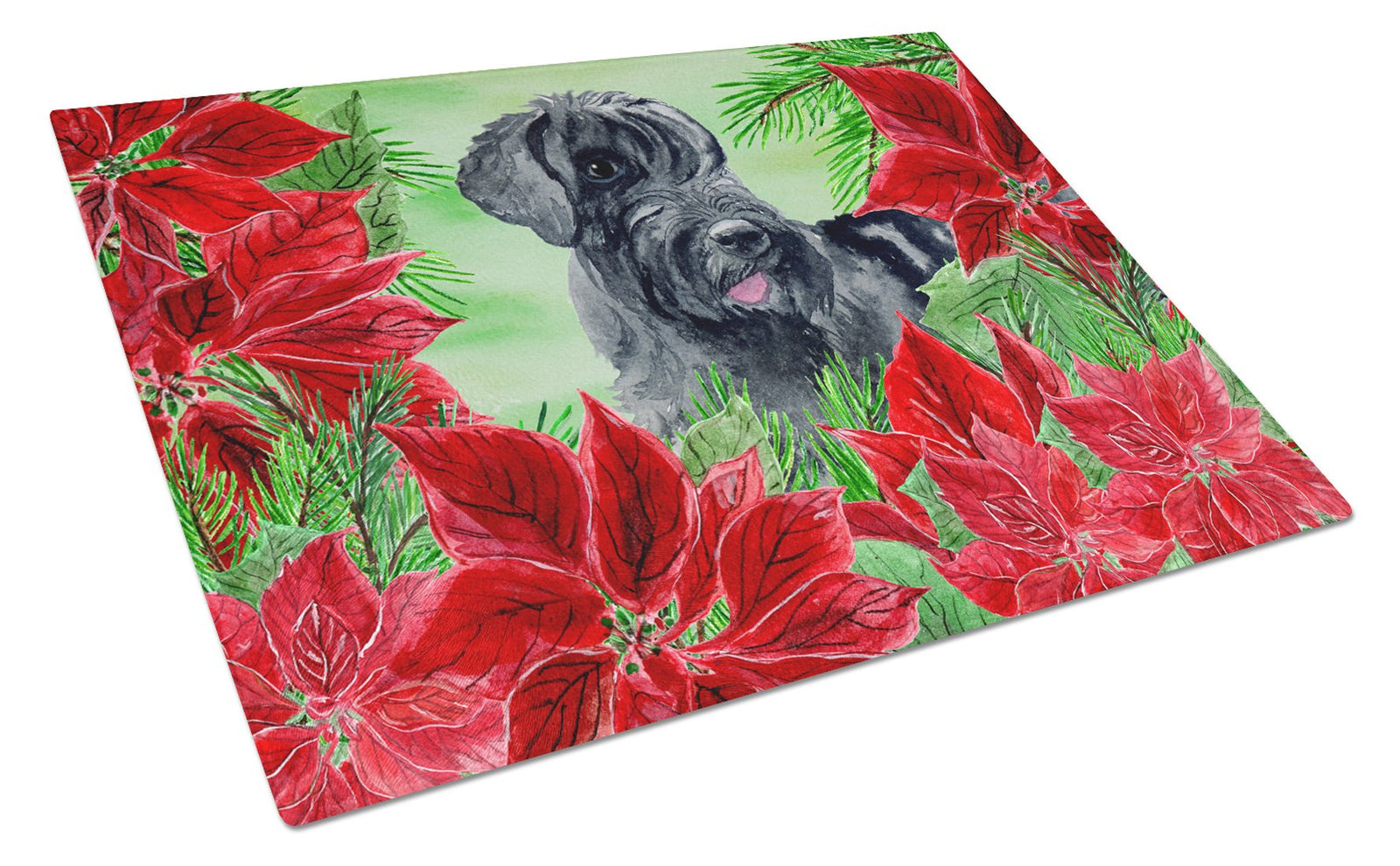 Giant Schnauzer Poinsettas Glass Cutting Board Large CK1308LCB by Caroline's Treasures