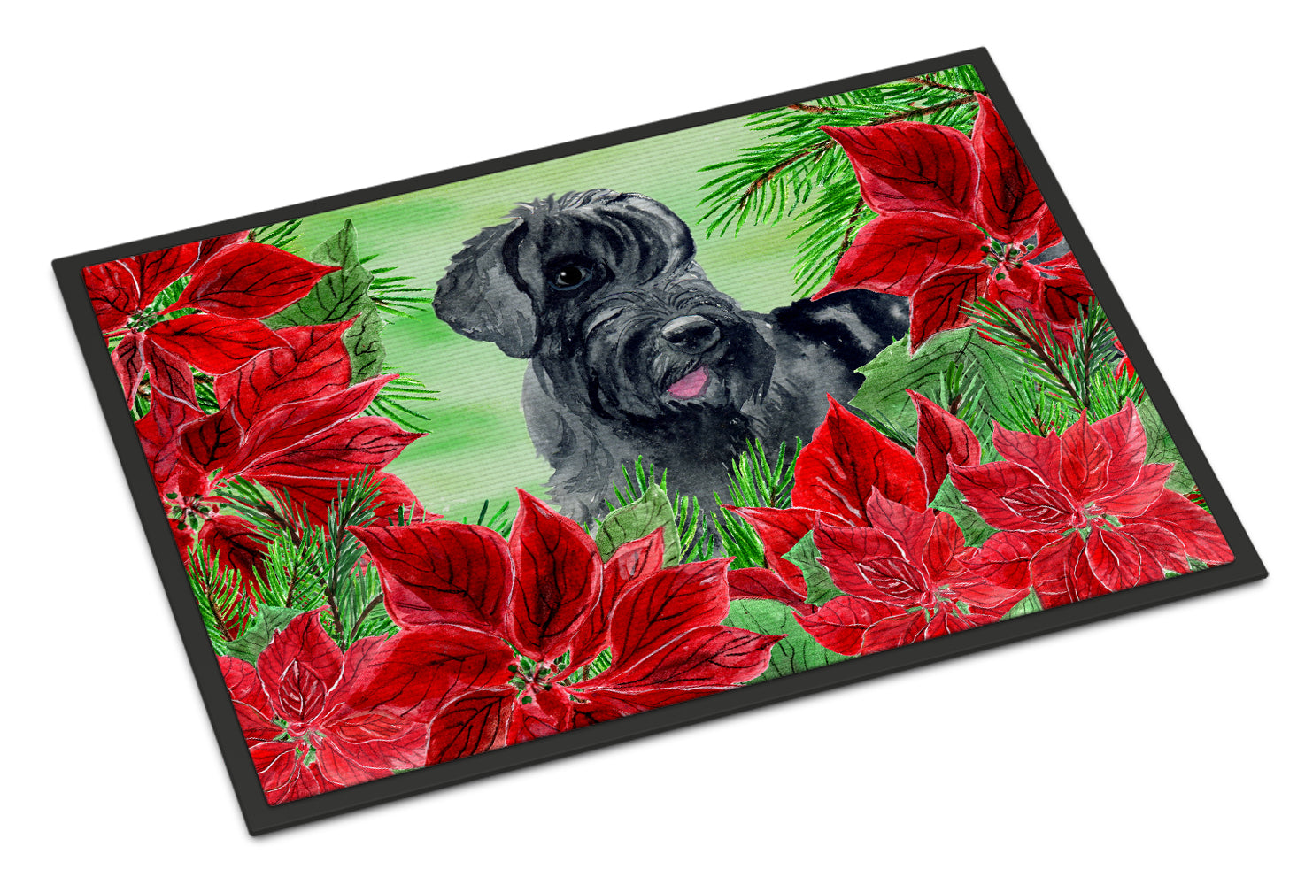 Giant Schnauzer Poinsettas Indoor or Outdoor Mat 18x27 CK1308MAT - the-store.com