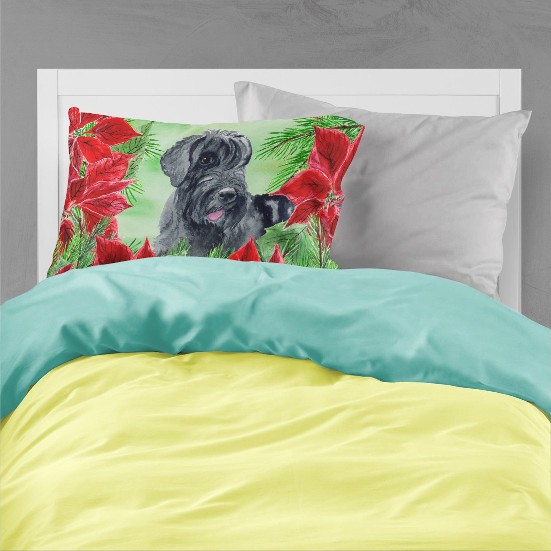 Giant Schnauzer Poinsettas Fabric Standard Pillowcase CK1308PILLOWCASE by Caroline's Treasures