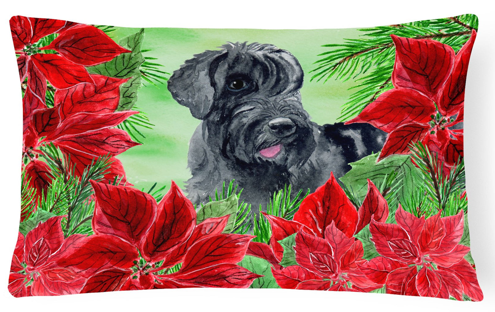 Giant Schnauzer Poinsettas Canvas Fabric Decorative Pillow CK1308PW1216 by Caroline's Treasures