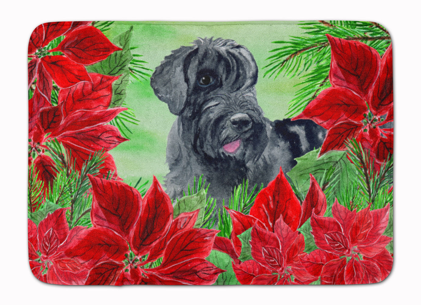 Giant Schnauzer Poinsettas Machine Washable Memory Foam Mat CK1308RUG - the-store.com