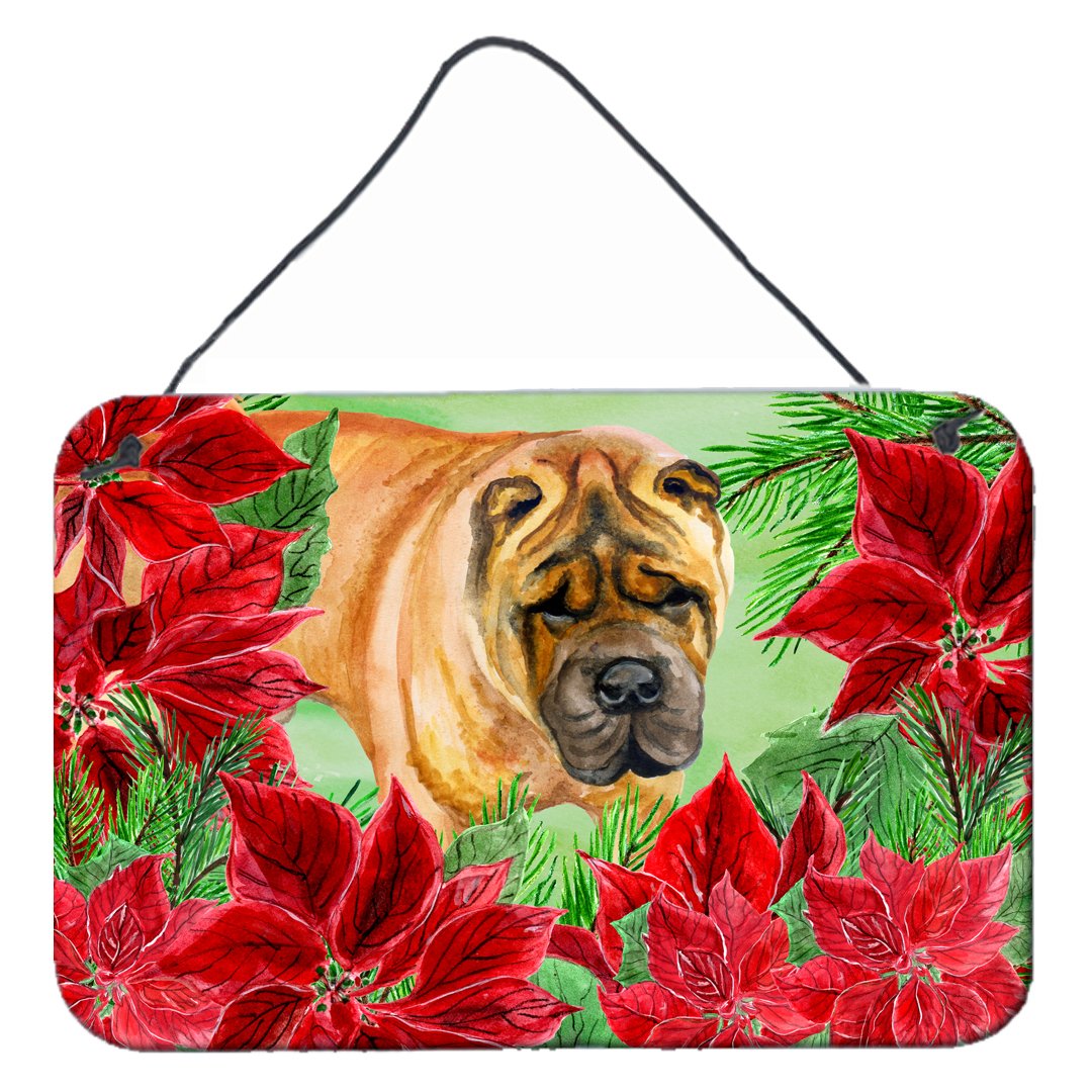 Shar Pei Poinsettas Wall or Door Hanging Prints CK1309DS812 by Caroline's Treasures