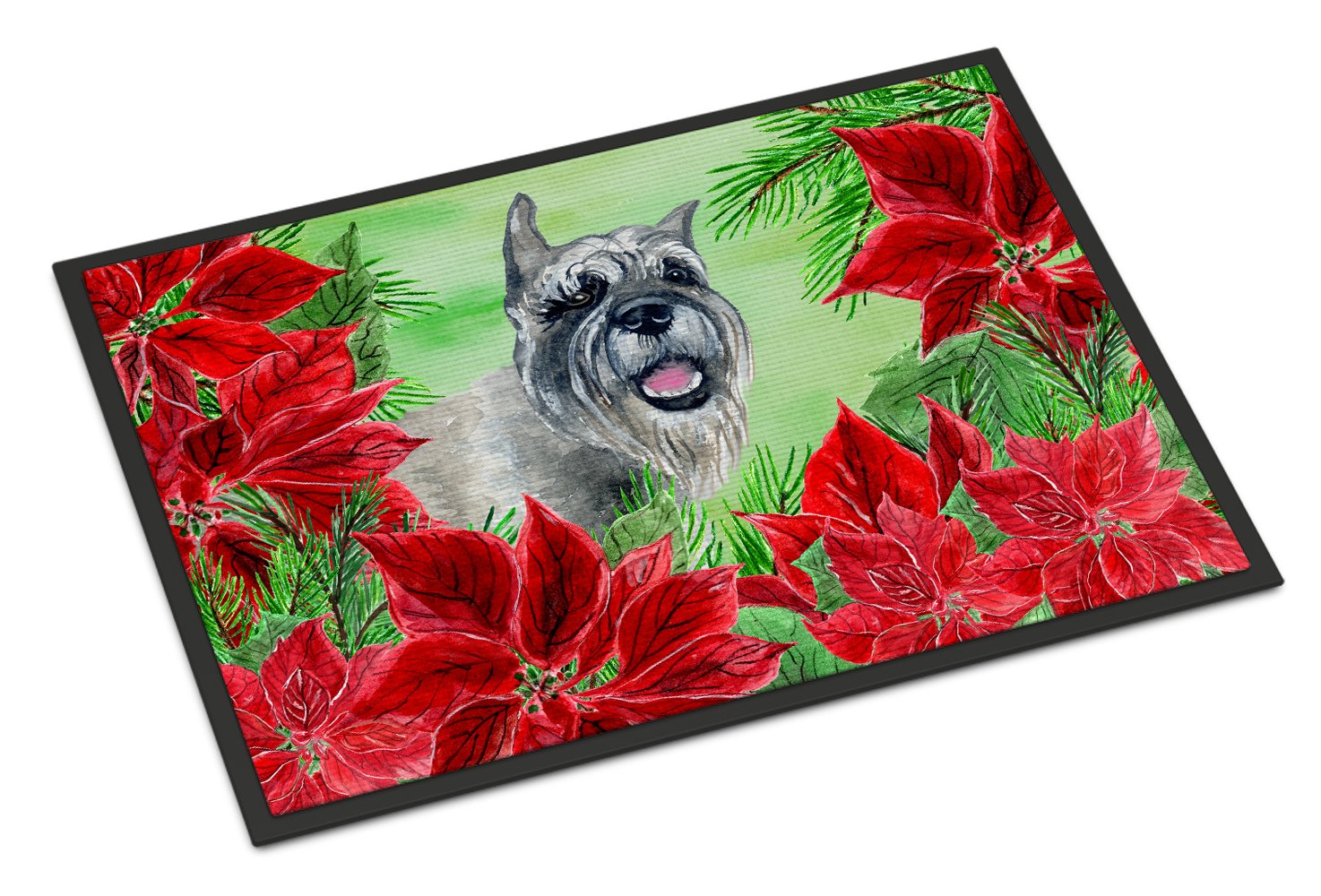 Schnauzer Poinsettas Indoor or Outdoor Mat 24x36 CK1310JMAT by Caroline's Treasures