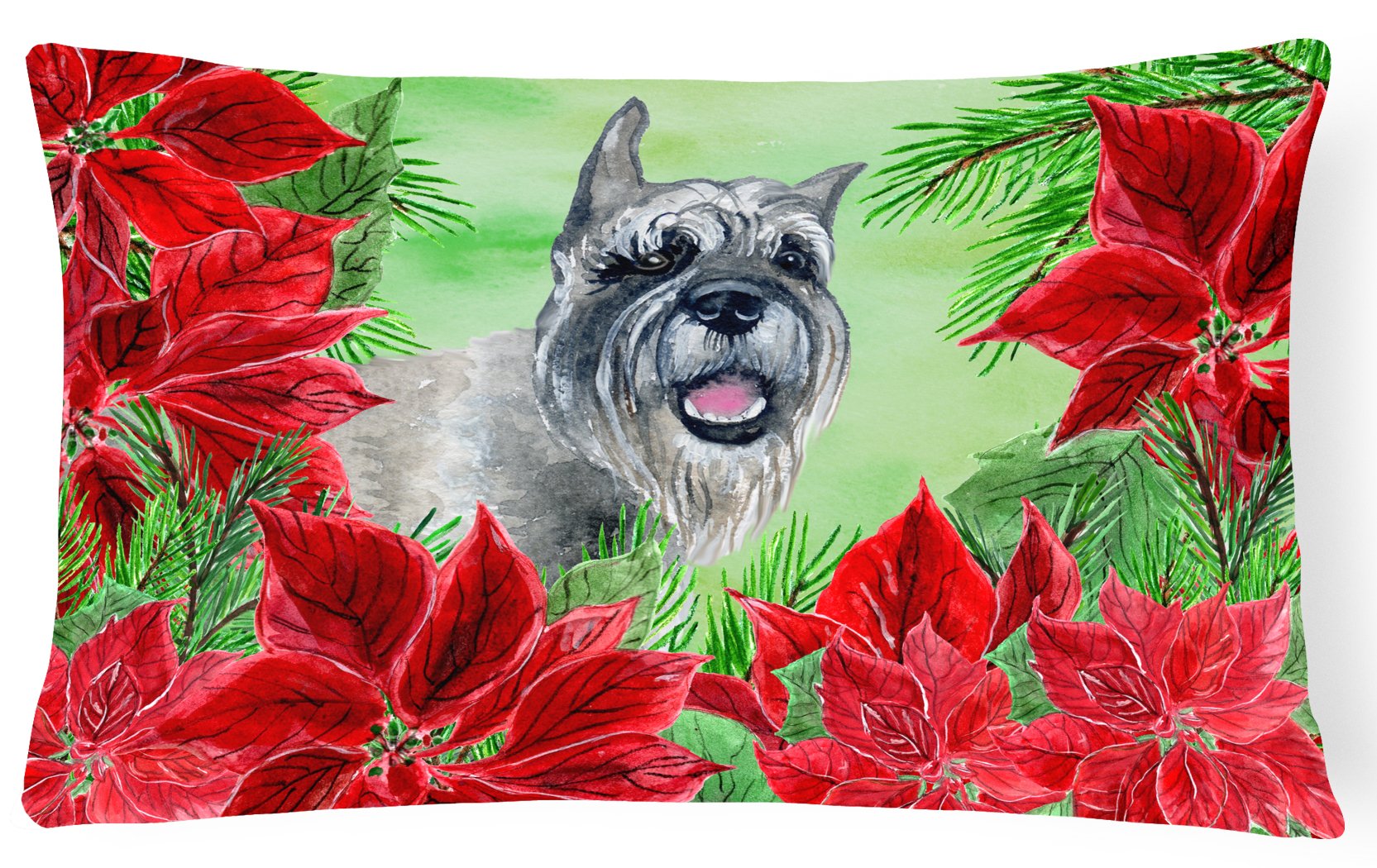 Schnauzer Poinsettas Canvas Fabric Decorative Pillow CK1310PW1216 by Caroline's Treasures