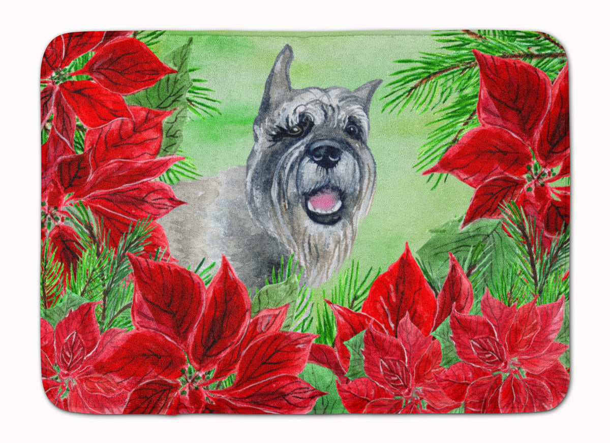 Schnauzer Poinsettas Machine Washable Memory Foam Mat CK1310RUG - the-store.com