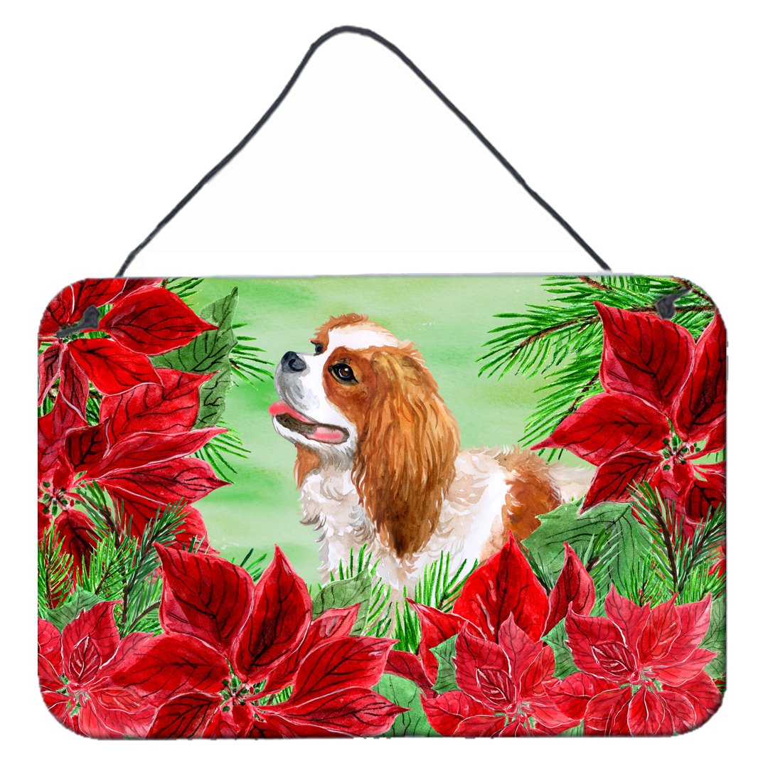 Cavalier Spaniel Poinsettas Wall or Door Hanging Prints CK1311DS812 by Caroline&#39;s Treasures