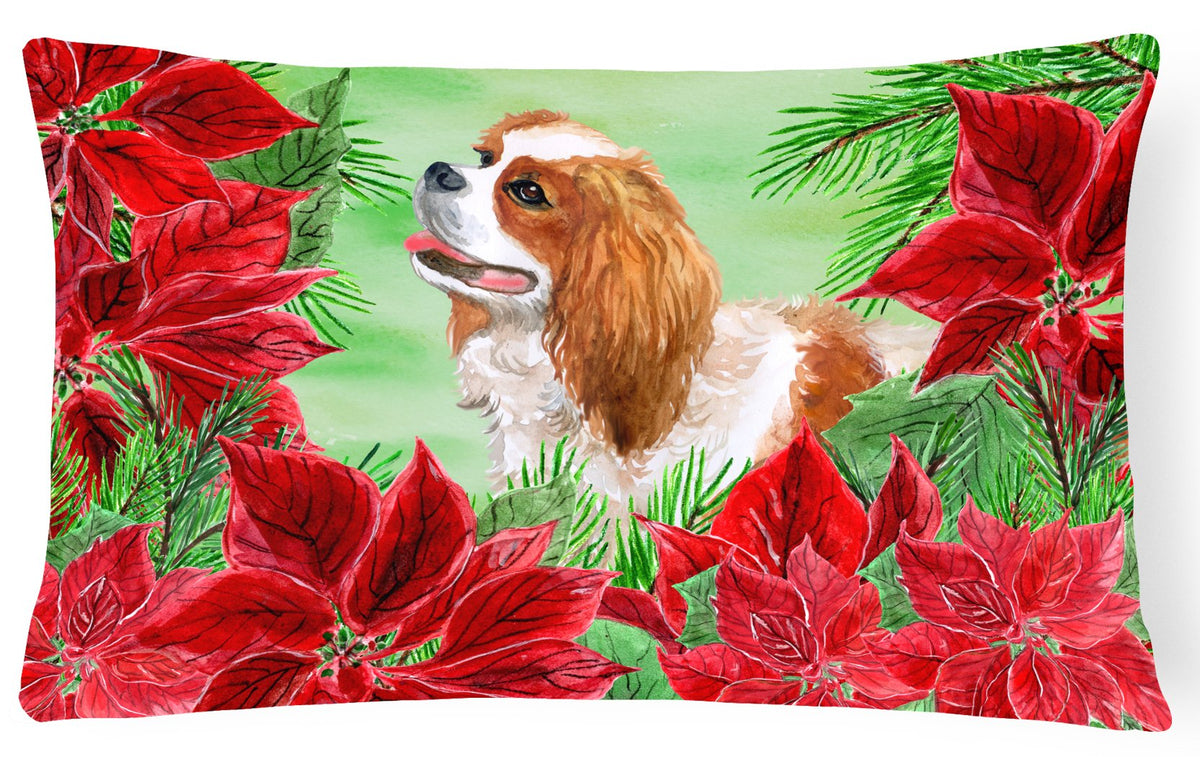 Cavalier Spaniel Poinsettas Canvas Fabric Decorative Pillow CK1311PW1216 by Caroline&#39;s Treasures