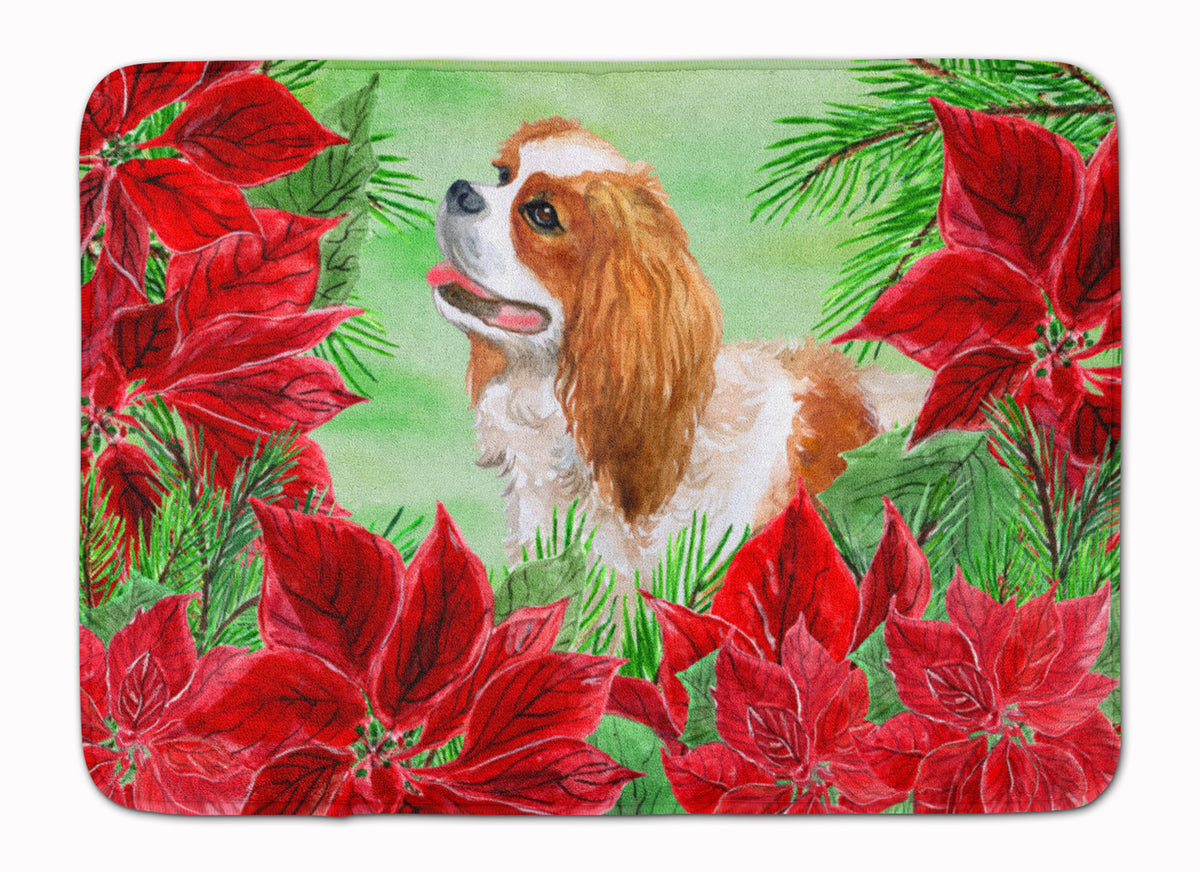 Cavalier Spaniel Poinsettas Machine Washable Memory Foam Mat CK1311RUG - the-store.com