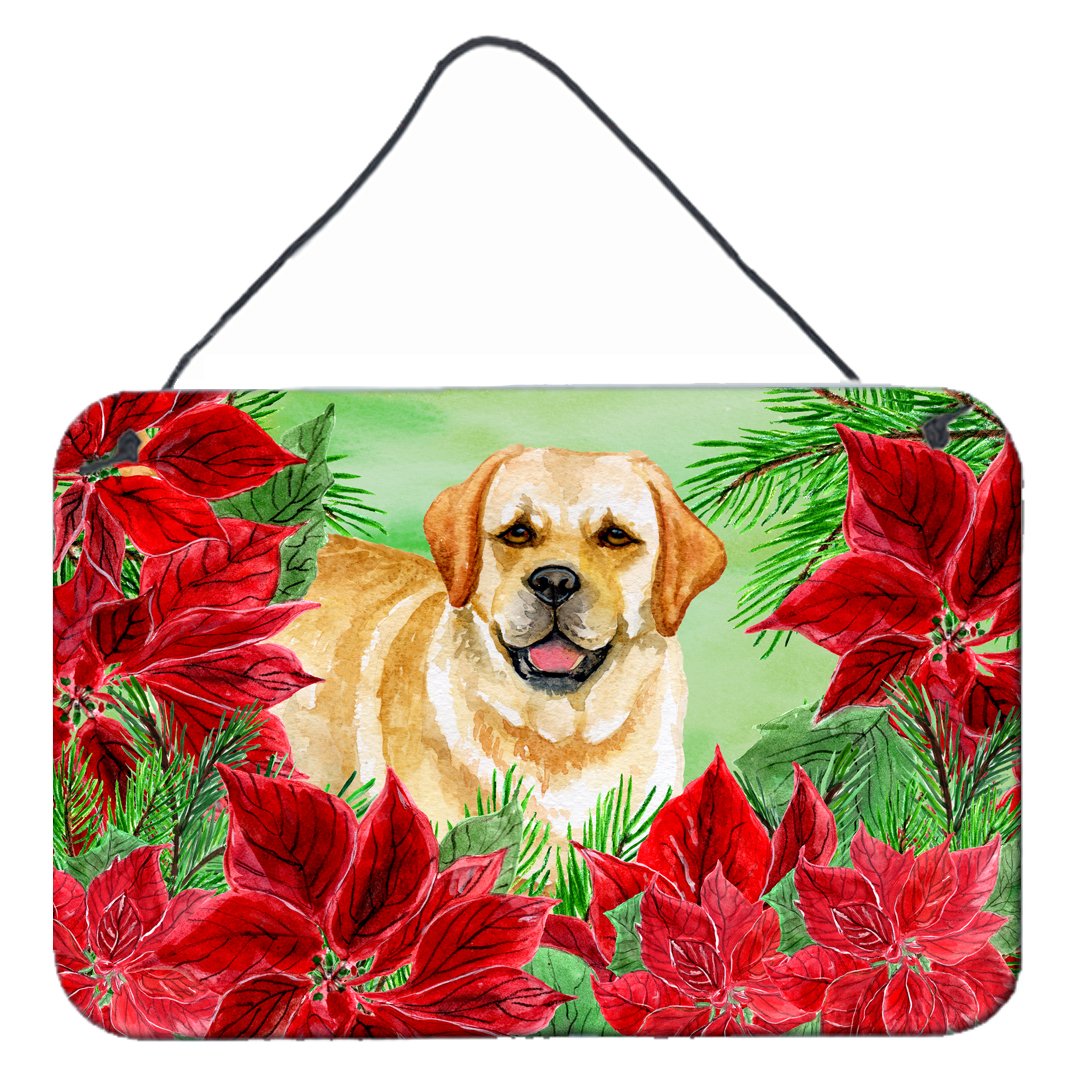 Golden Retriever Poinsettas Wall or Door Hanging Prints CK1312DS812 by Caroline's Treasures