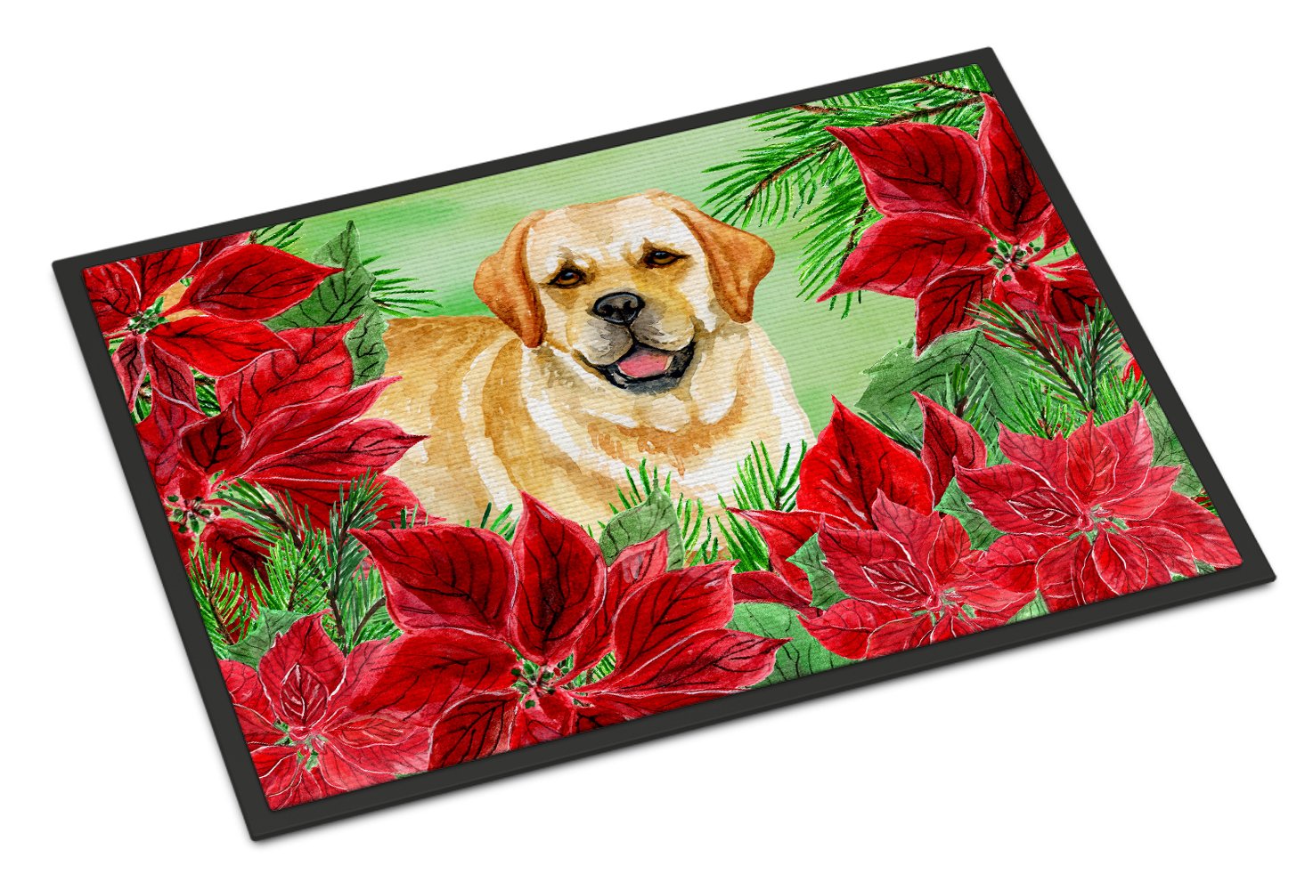 Golden Retriever Poinsettas Indoor or Outdoor Mat 24x36 CK1312JMAT by Caroline's Treasures