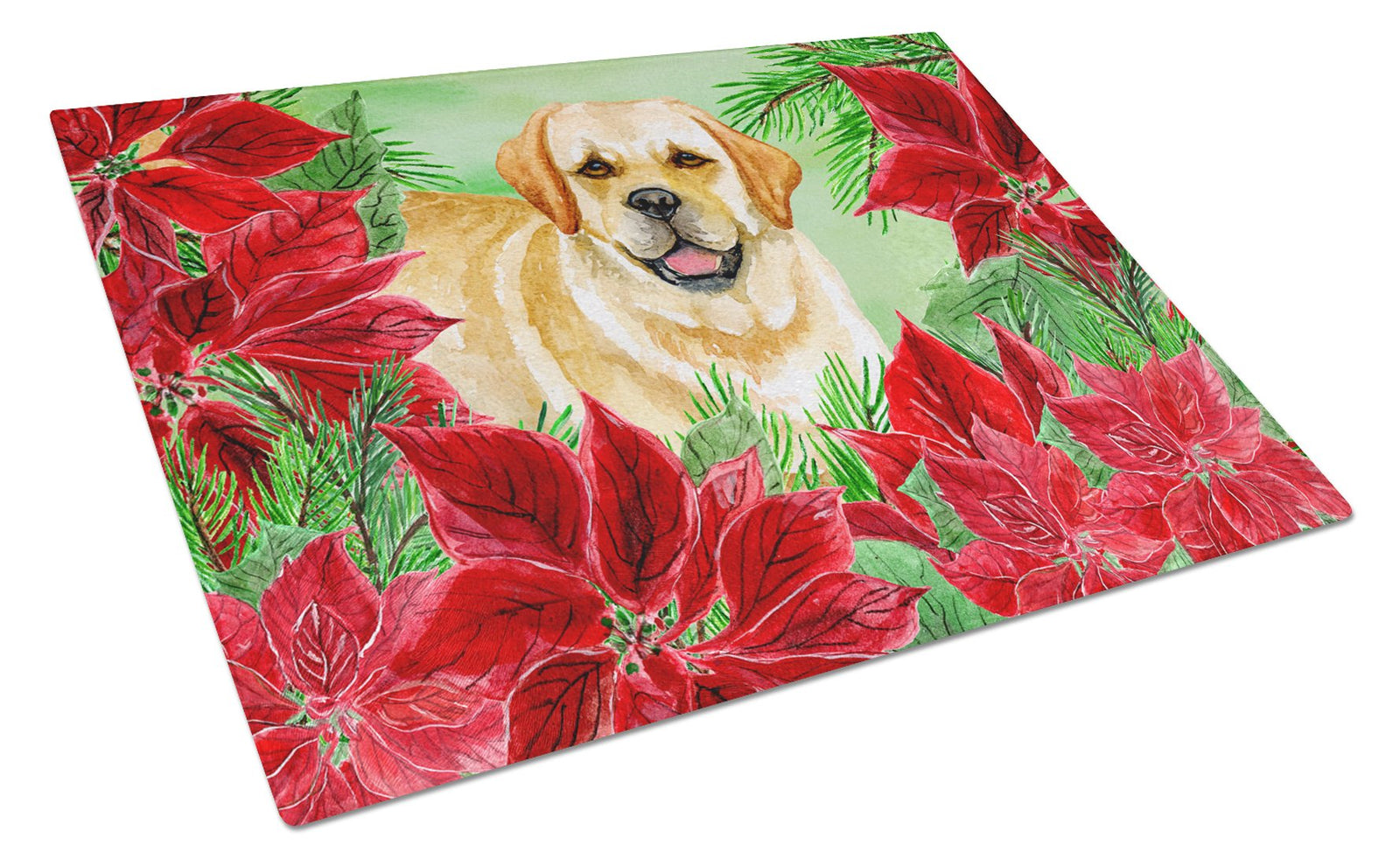 Golden Retriever Poinsettas Glass Cutting Board Large CK1312LCB by Caroline's Treasures