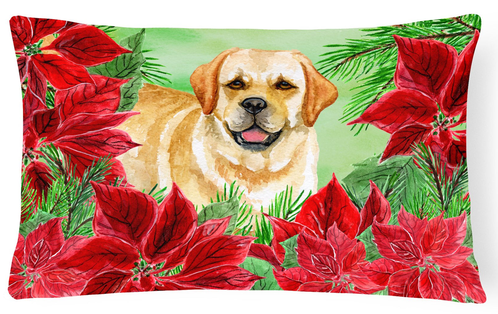 Golden Retriever Poinsettas Canvas Fabric Decorative Pillow CK1312PW1216 by Caroline's Treasures