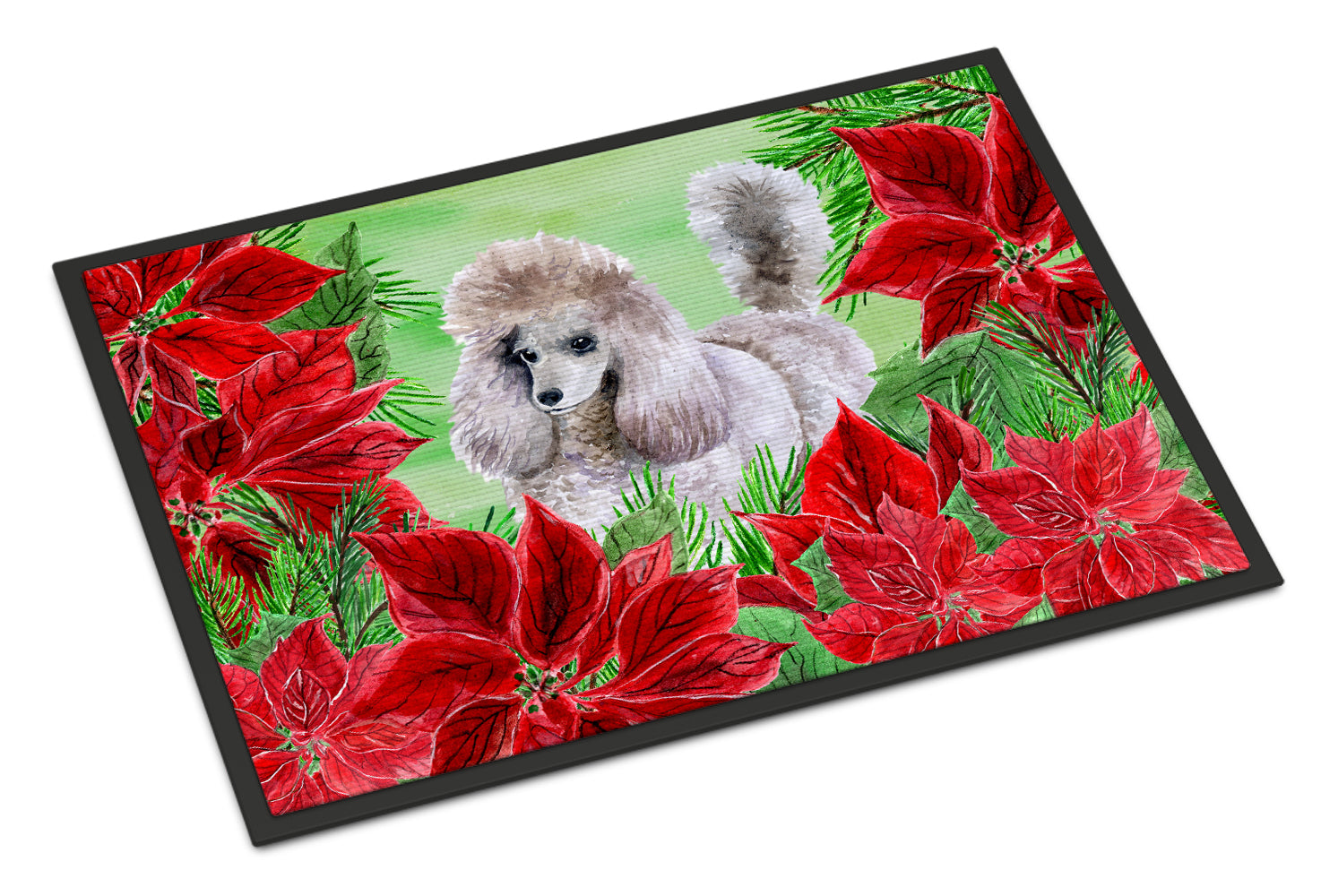 Poodle Poinsettas Indoor or Outdoor Mat 18x27 CK1313MAT - the-store.com