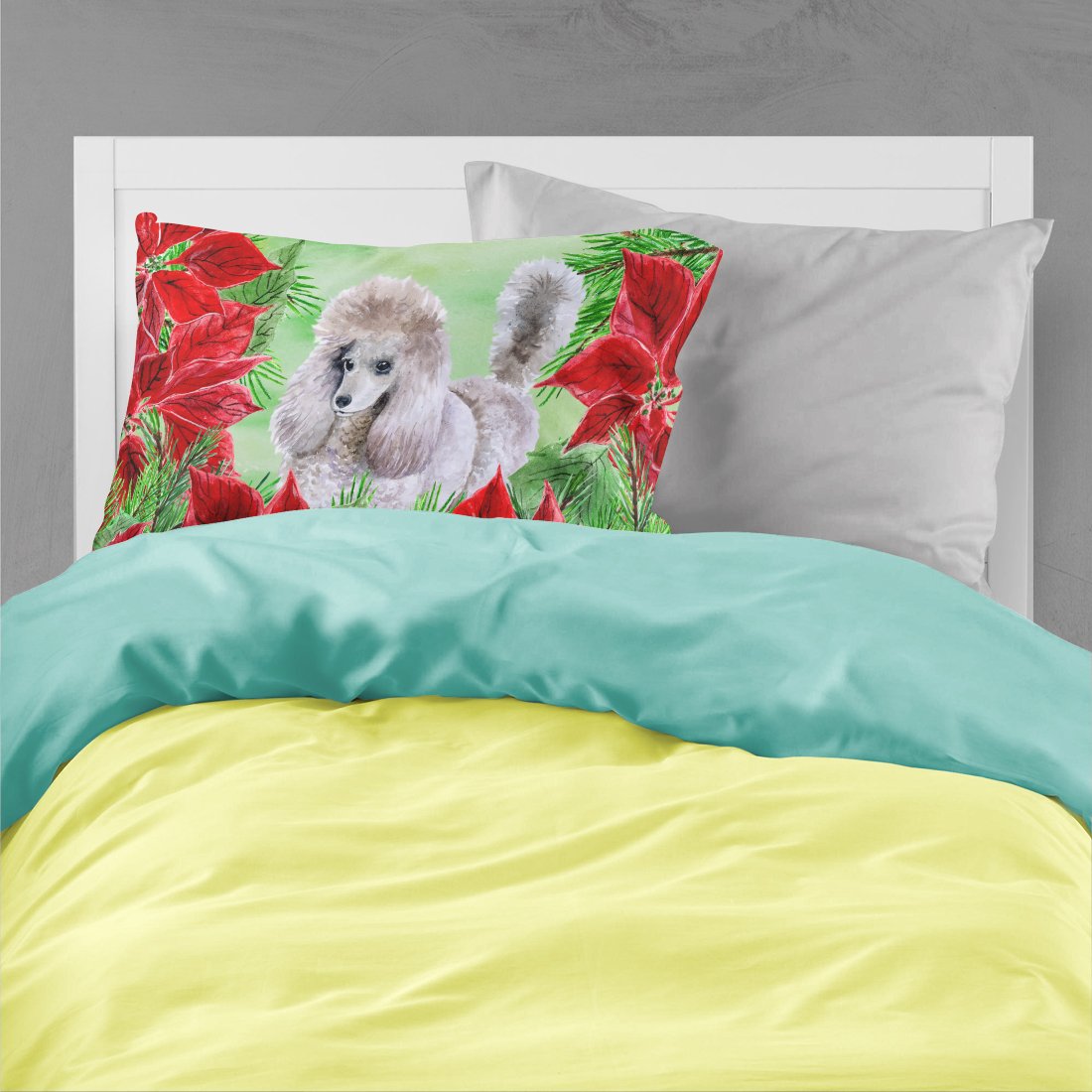 Poodle Poinsettas Fabric Standard Pillowcase CK1313PILLOWCASE by Caroline's Treasures