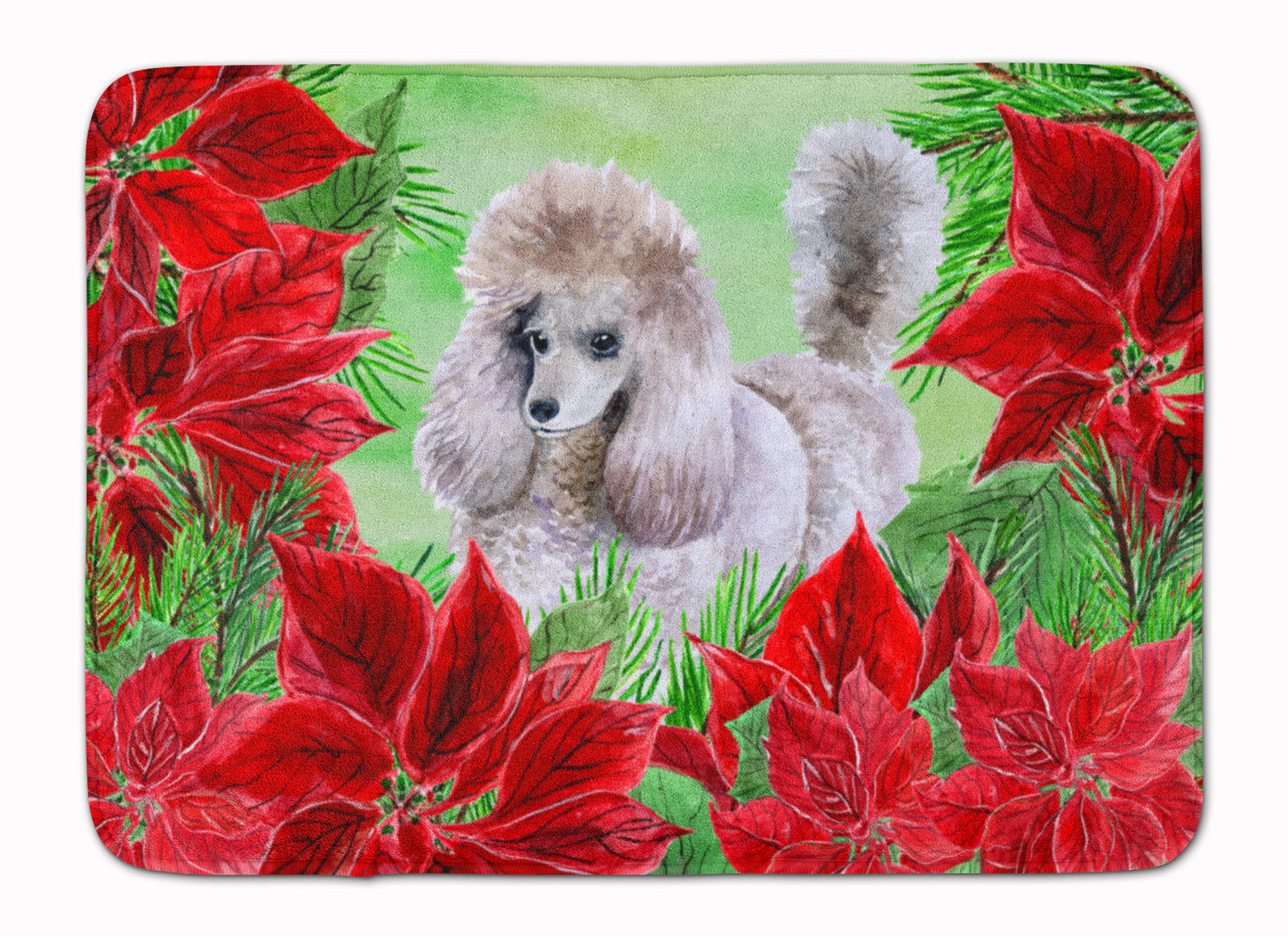 Poodle Poinsettas Machine Washable Memory Foam Mat CK1313RUG - the-store.com