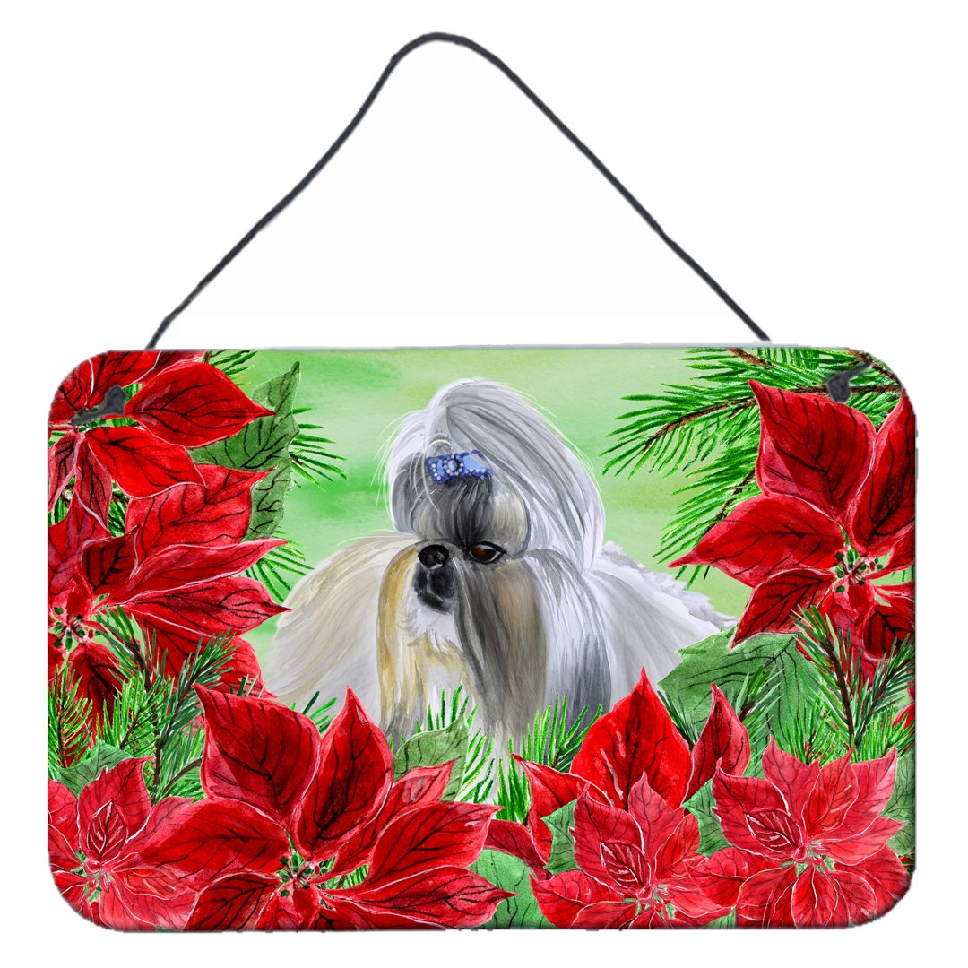 Shih Tzu Poinsettas Wall or Door Hanging Prints CK1314DS812 by Caroline&#39;s Treasures