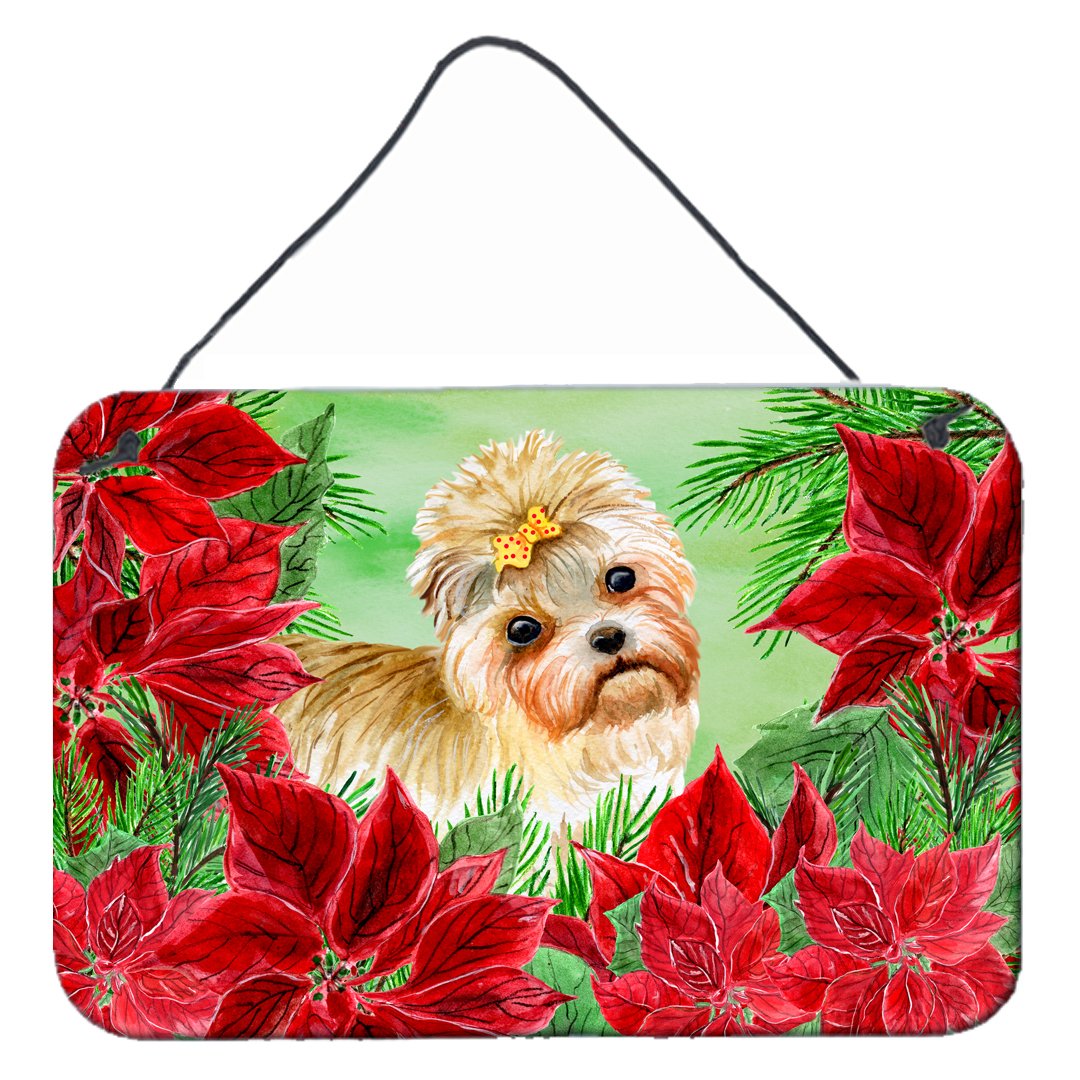 Morkie Poinsettas Wall or Door Hanging Prints CK1316DS812 by Caroline's Treasures