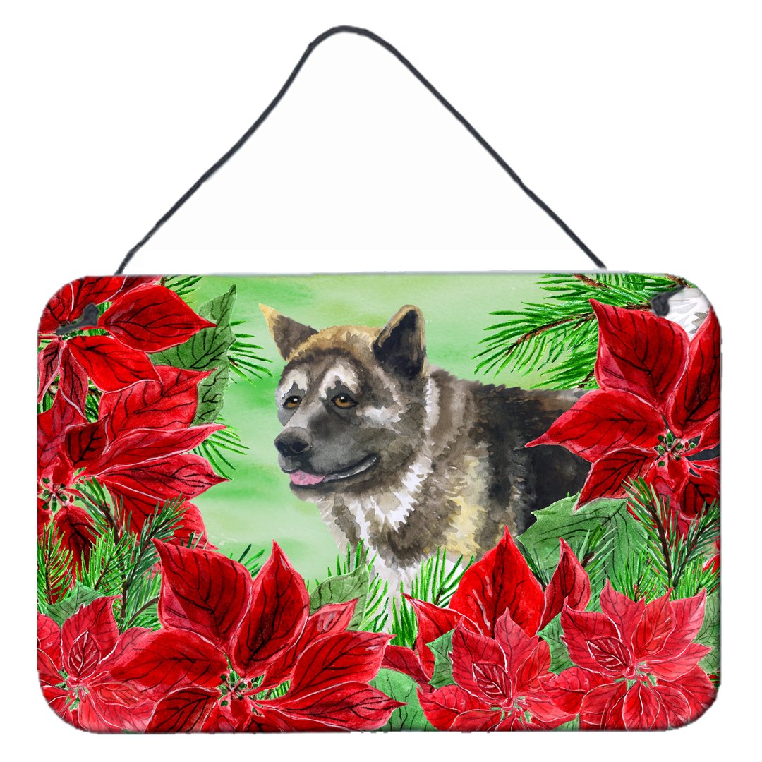 American Akita Poinsettas Wall or Door Hanging Prints CK1317DS812 by Caroline&#39;s Treasures