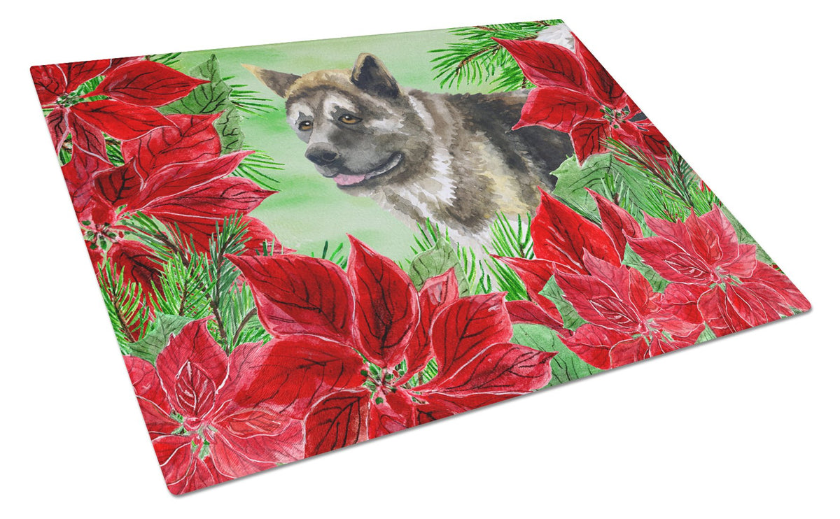 American Akita Poinsettas Glass Cutting Board Large CK1317LCB by Caroline&#39;s Treasures