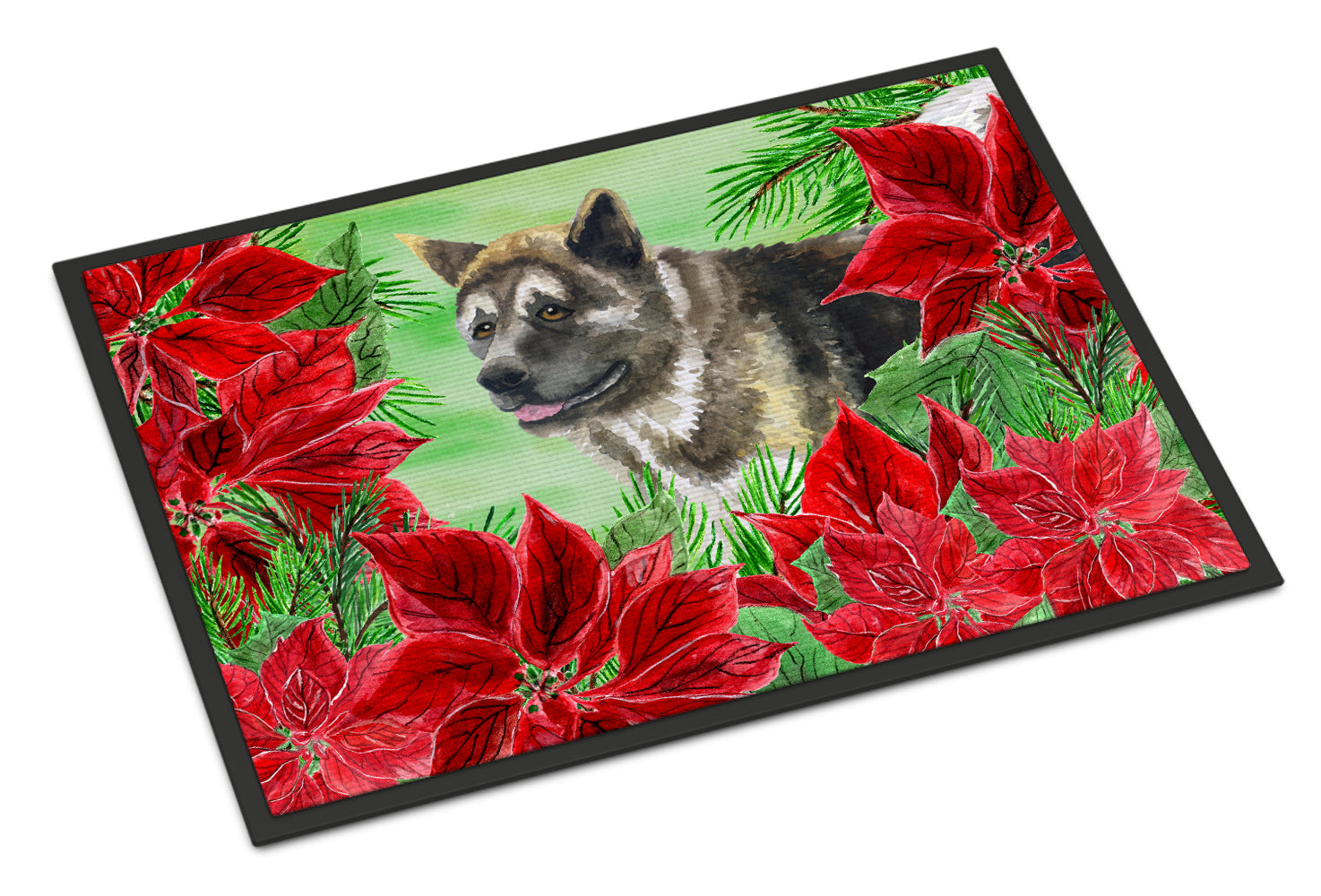 American Akita Poinsettas Indoor or Outdoor Mat 18x27 CK1317MAT - the-store.com