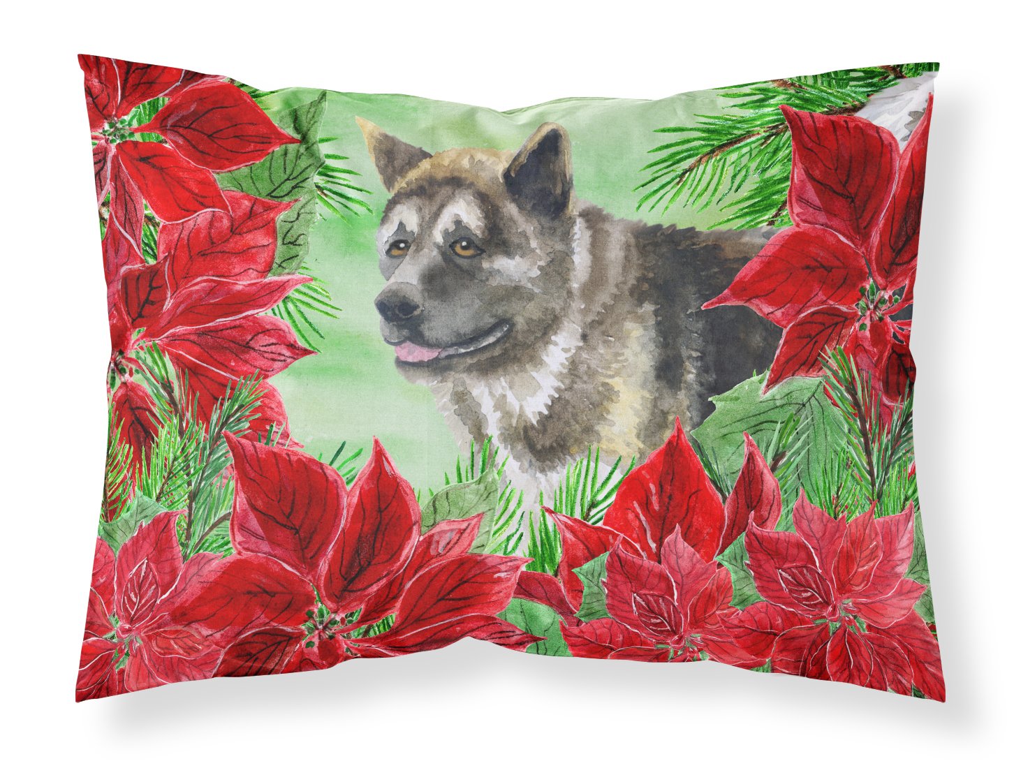 American Akita Poinsettas Fabric Standard Pillowcase CK1317PILLOWCASE by Caroline's Treasures