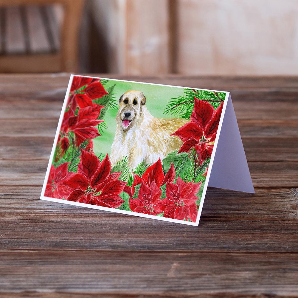 Irish Wolfhound Poinsettas Greeting Cards and Envelopes Pack of 8 - the-store.com