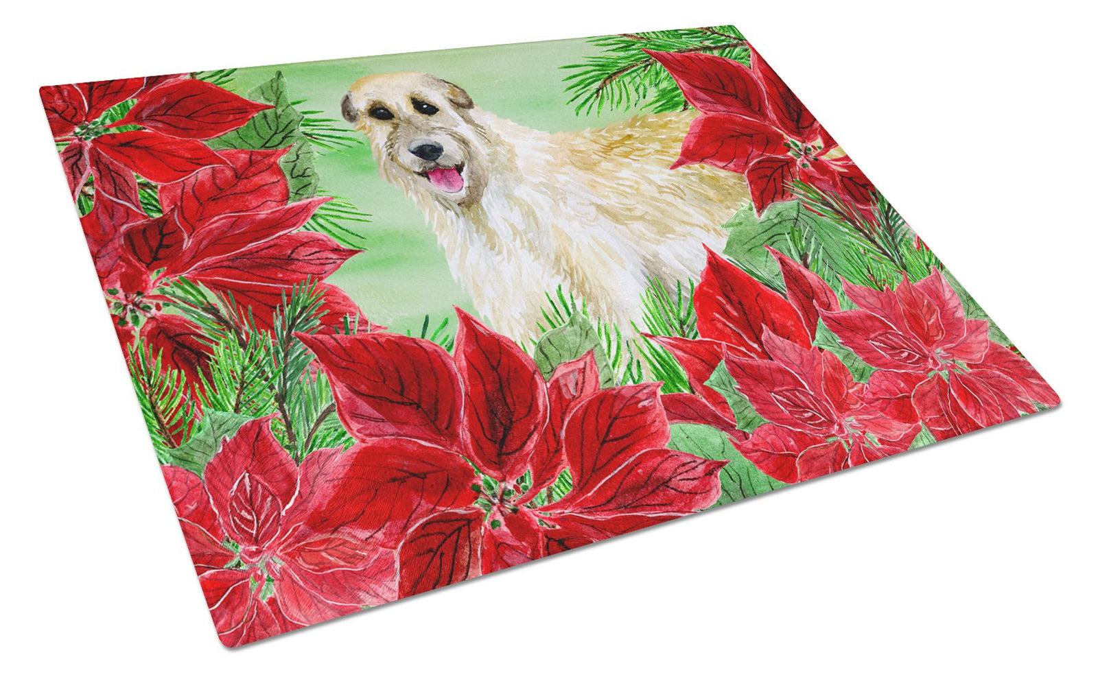 Irish Wolfhound Poinsettas Glass Cutting Board Large CK1318LCB by Caroline's Treasures