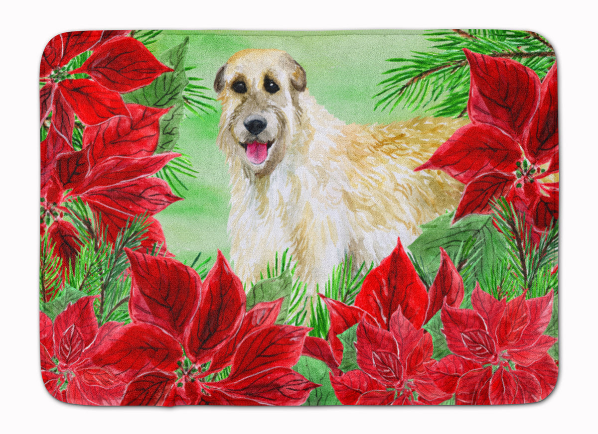 Irish Wolfhound Poinsettas Machine Washable Memory Foam Mat CK1318RUG - the-store.com