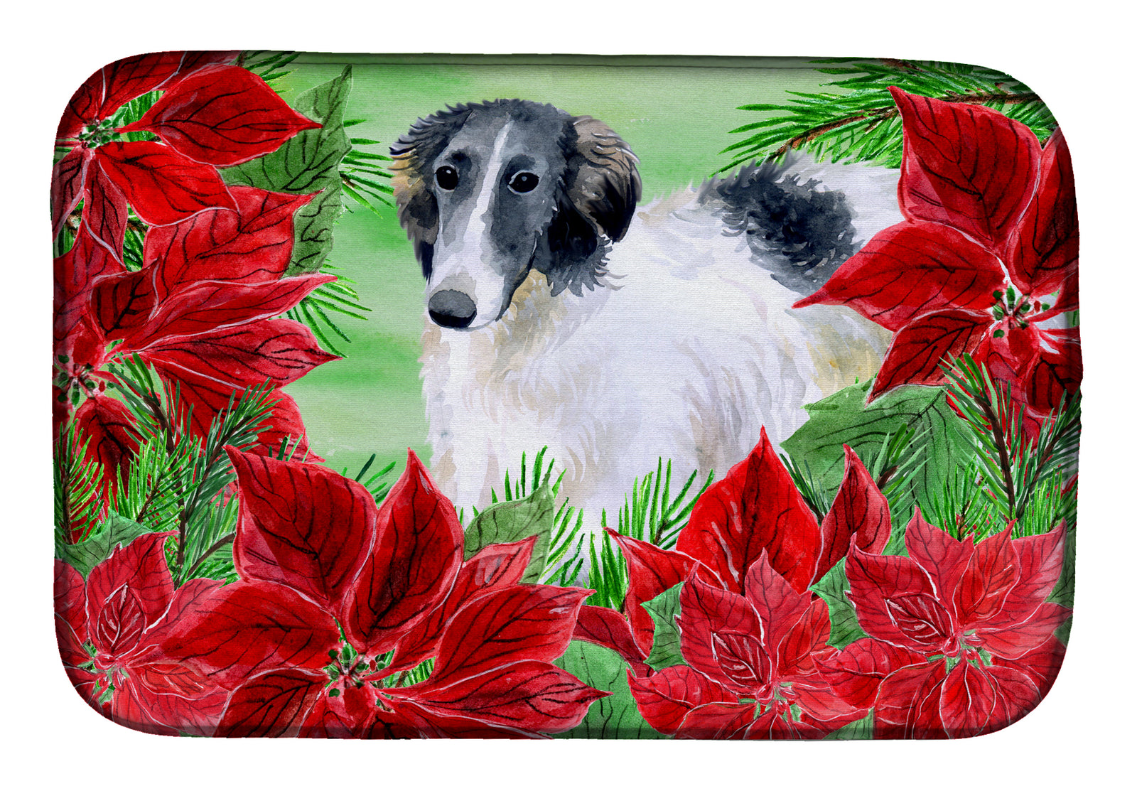 Borzoi Poinsettas Dish Drying Mat CK1320DDM  the-store.com.