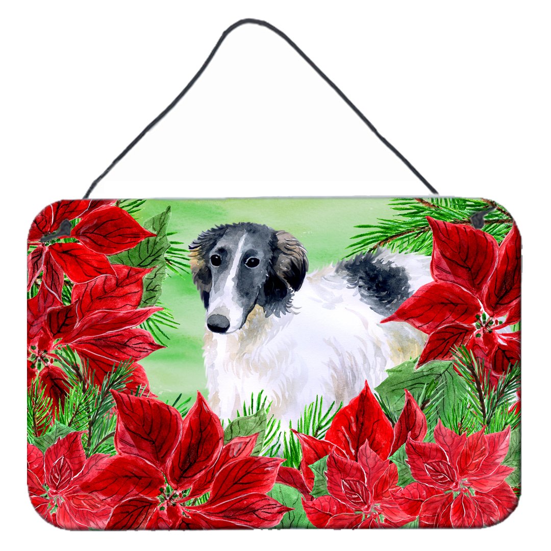 Borzoi Poinsettas Wall or Door Hanging Prints CK1320DS812 by Caroline's Treasures