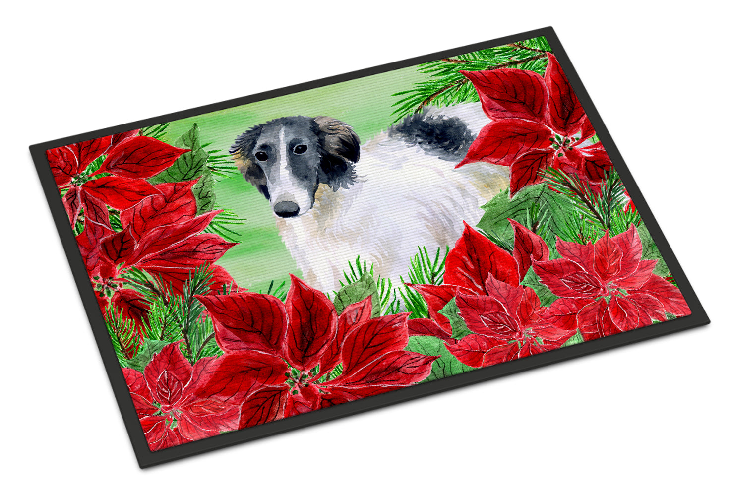 Borzoi Poinsettas Indoor or Outdoor Mat 18x27 CK1320MAT - the-store.com