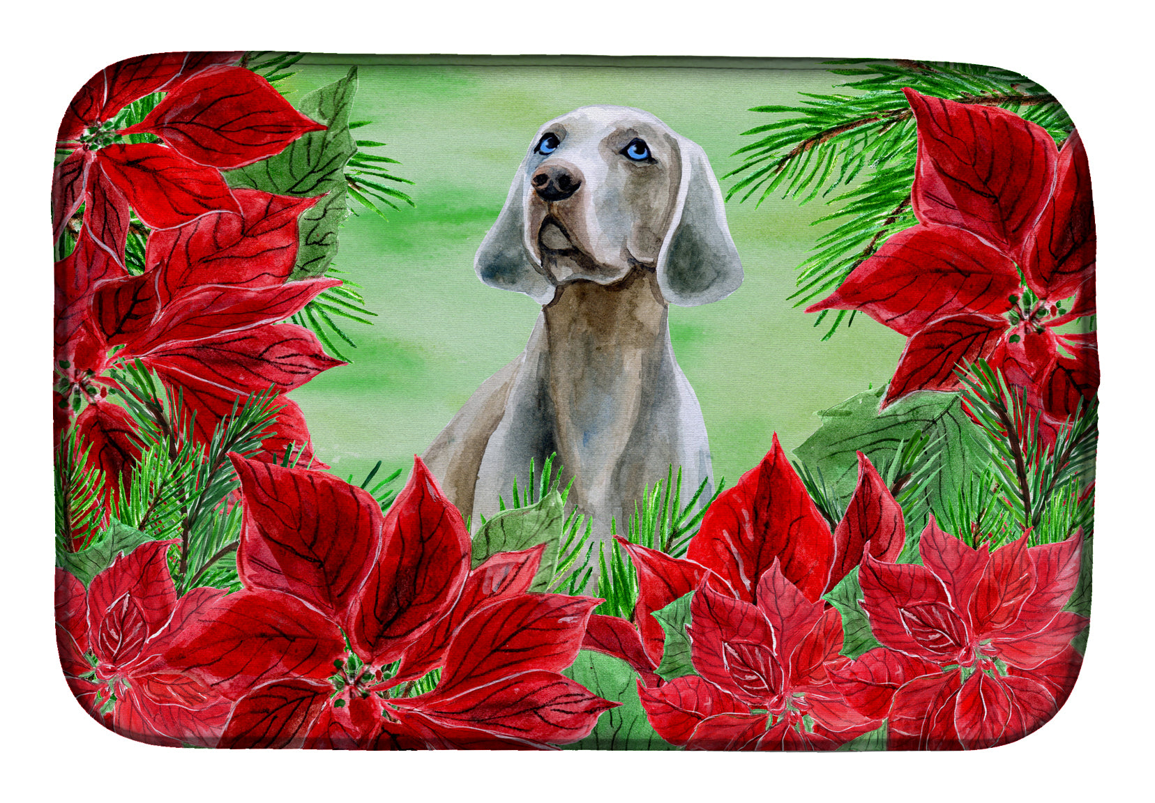 Weimaraner Poinsettas Dish Drying Mat CK1322DDM  the-store.com.