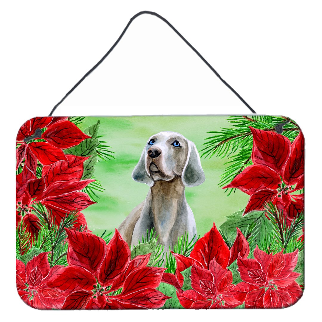 Weimaraner Poinsettas Wall or Door Hanging Prints CK1322DS812 by Caroline's Treasures