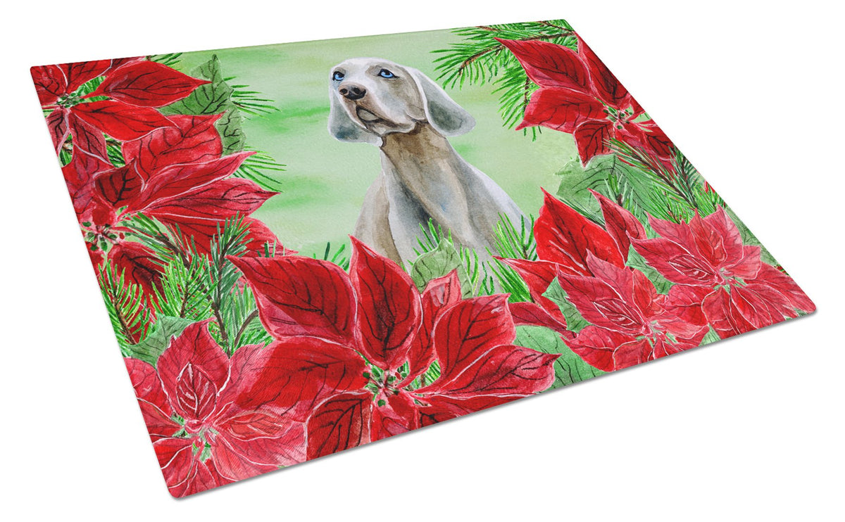 Weimaraner Poinsettas Glass Cutting Board Large CK1322LCB by Caroline&#39;s Treasures