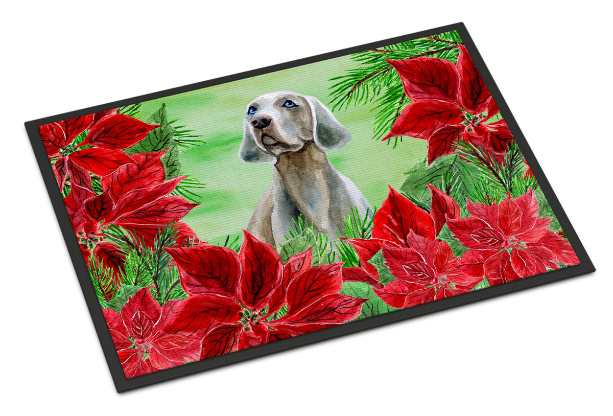 Weimaraner Poinsettas Indoor or Outdoor Mat 18x27 CK1322MAT - the-store.com