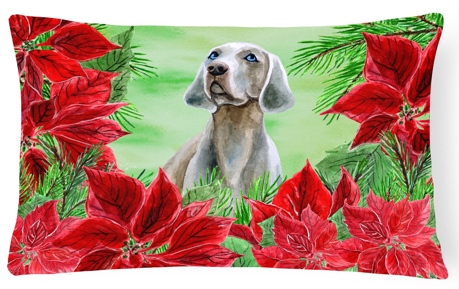 Weimaraner Poinsettas Canvas Fabric Decorative Pillow CK1322PW1216 by Caroline's Treasures