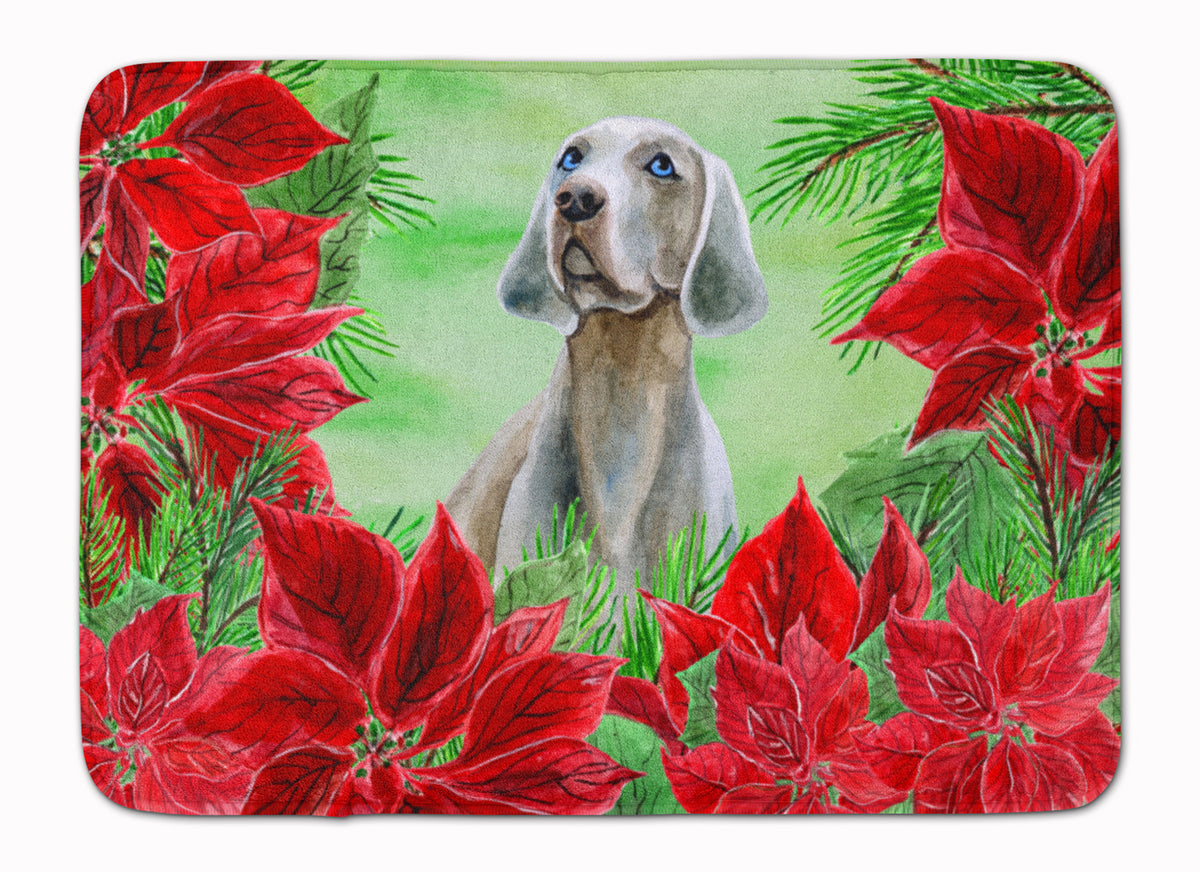 Weimaraner Poinsettas Machine Washable Memory Foam Mat CK1322RUG - the-store.com