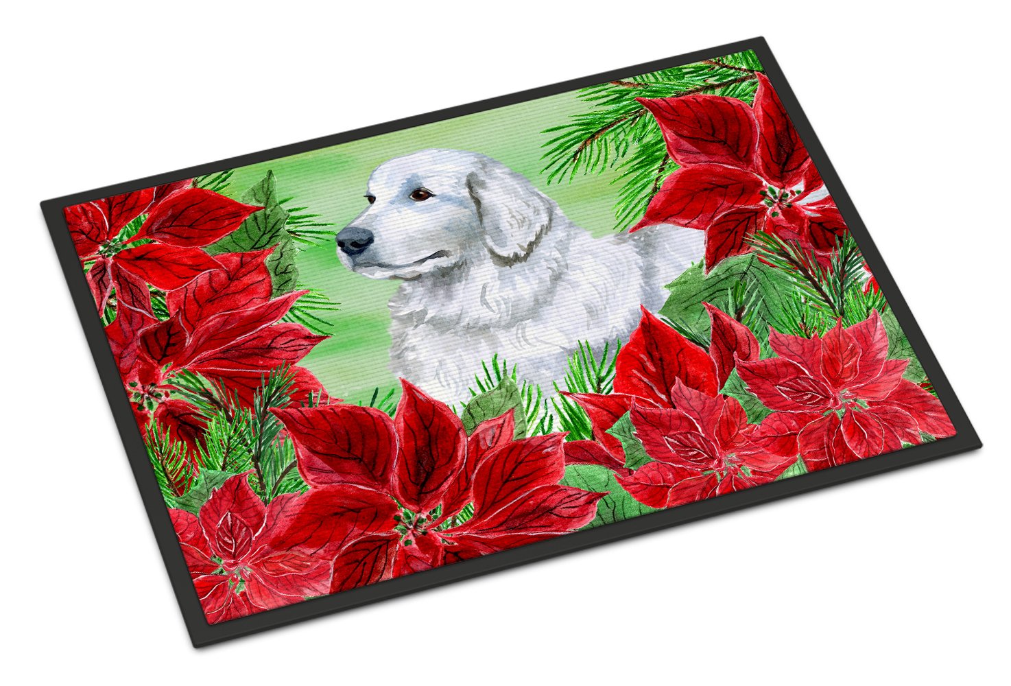 Maremma Sheepdog Poinsettas Indoor or Outdoor Mat 24x36 CK1323JMAT by Caroline's Treasures