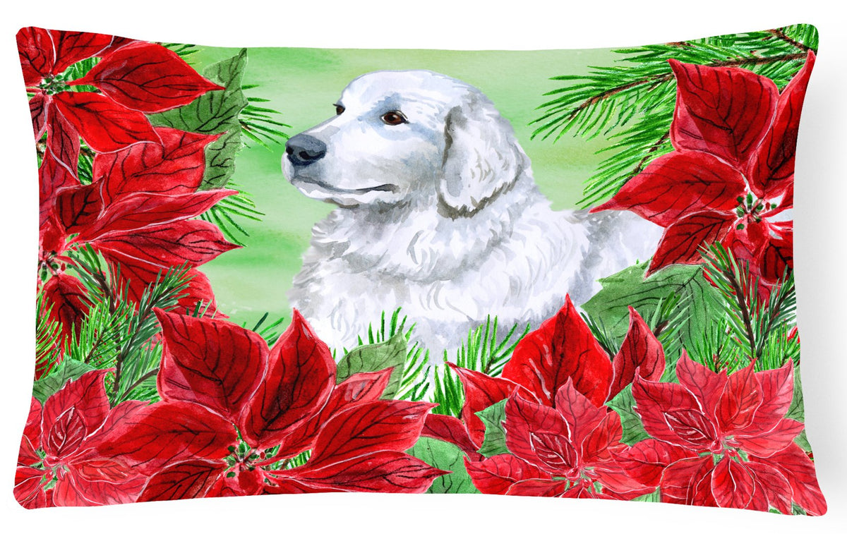 Maremma Sheepdog Poinsettas Canvas Fabric Decorative Pillow CK1323PW1216 by Caroline&#39;s Treasures