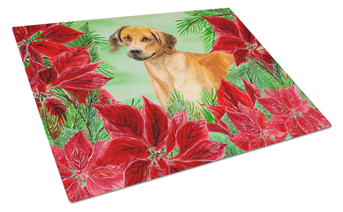 Rhodesian Ridgeback Poinsettas Glass Cutting Board Large CK1324LCB by Caroline&#39;s Treasures