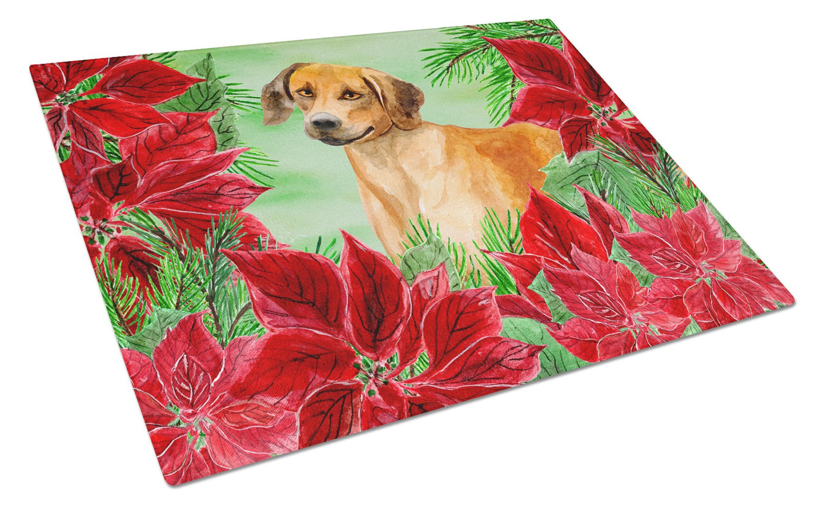 Rhodesian Ridgeback Poinsettas Glass Cutting Board Large CK1324LCB by Caroline's Treasures