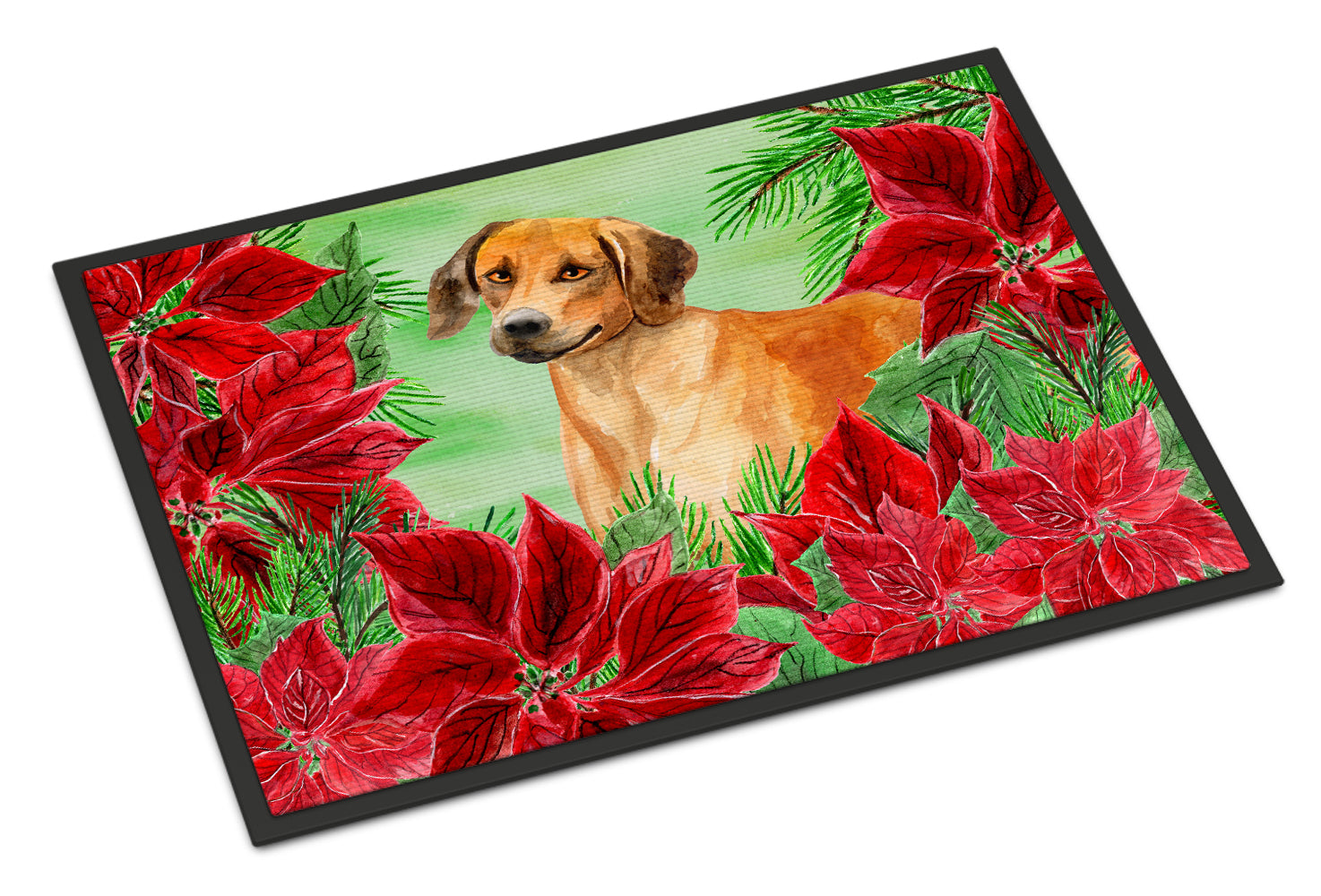 Rhodesian Ridgeback Poinsettas Indoor or Outdoor Mat 18x27 CK1324MAT - the-store.com