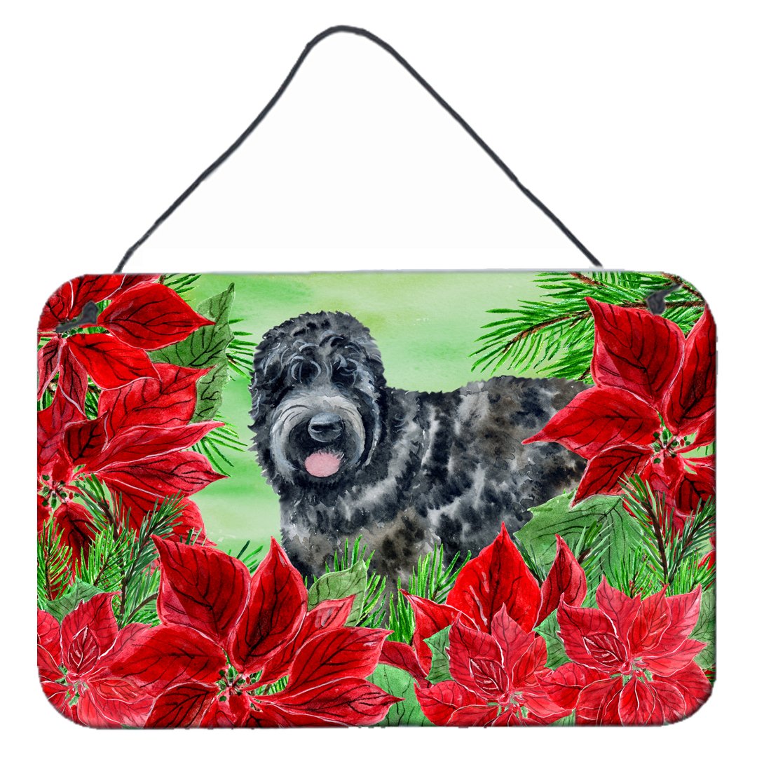 Black Russian Terrier Poinsettas Wall or Door Hanging Prints CK1325DS812 by Caroline's Treasures