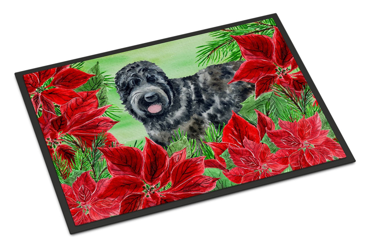 Black Russian Terrier Poinsettas Indoor or Outdoor Mat 24x36 CK1325JMAT by Caroline&#39;s Treasures