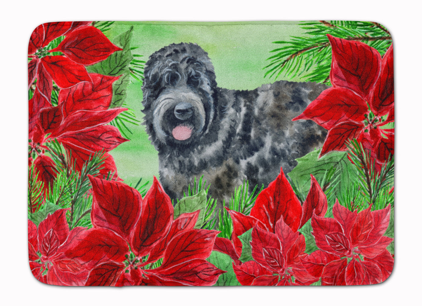 Black Russian Terrier Poinsettas Machine Washable Memory Foam Mat CK1325RUG - the-store.com