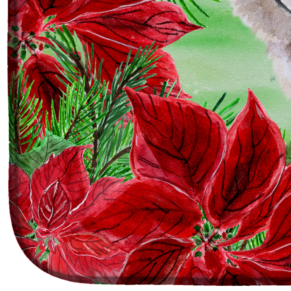 Shiba Inu Poinsettas Dish Drying Mat CK1326DDM  the-store.com.